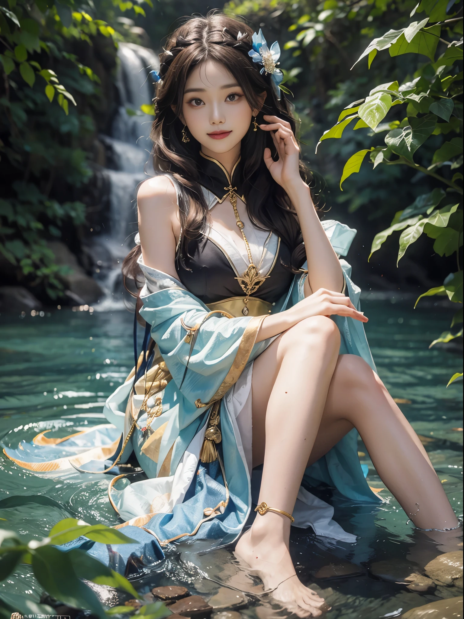 ((full body)), ((Long-range shots)), beautiful legs, slender legs, Openair Onsen, Playing in the hot springs, lying down, lying in a hot spring, Soaked all over, (night, moonlight), (top quality, 8k, masterpiece: 1.3), beautiful woman with perfect body: 1.4, dark brown hair, Wear a pendant, Highly detailed face and skin, delicate eyes, double eyelids, best quality, masterpiece, (lifelike: 1.4), a woman, golden ratio, perfect face, slim body, pretty face, bright smile, Gloss, emphasize, Gloss, Bangs, Refreshing charm, elegant, shining, elegant姿势, masterpiece, best quality, (fidelity, fidelity: 1.37), 8k, very delicate and beautiful, amazing, Exquisite details, ridiculous, File size is huge, Very detailed, beautiful and delicate woman, Very detailed eyes and face, 美丽delicate eyes, transparent double, big eyes, There is light on the face, a woman, (perfect female figure), thin waist, Feminine Expressions, overwhelming charm, Gloss on skin, Gloss on face, Gloss on chest