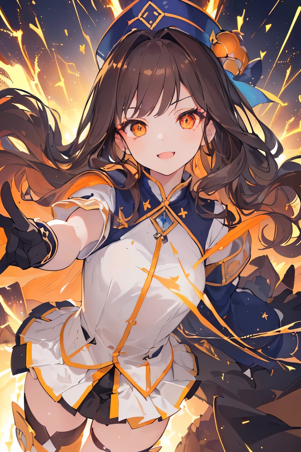(((1girl))), ((best quality)), ((masterpiece)), ((ultra-detailed)), (illustration), (detailed light), (an extremely delicate and beautiful), (beautiful detailed eyes), (sunlight), ((extremely light)), ((extremely clothes)), (((hyper detail))),(((((front lighting))))),(((((front light))))),
((((quite adorable Wizard's Greige uniform with a brief skirt and magical hairband)))), (((Expert Warock))),
,
(((wavy long hair))), ((((dark brown hair)))), (((long hair))),
(((dark orange eyes))),
((((whole body)))), aged 5 8, ((((())))), ((((very adorable young girl)))),
((condescending expression)), ((mischievous smile with sexual satisfaction)), (((extra adorable))), (((((extra slender shape))))),
(((((extremely beautiful detailed face))))),
(((dynamically standing using a spell of Sparks))), (((elegant magic boots))),
(Dutch angle), (((elegant magic gloves))), ((transparent magical underskirt)), (a little bit exposed adorable Greige panties)