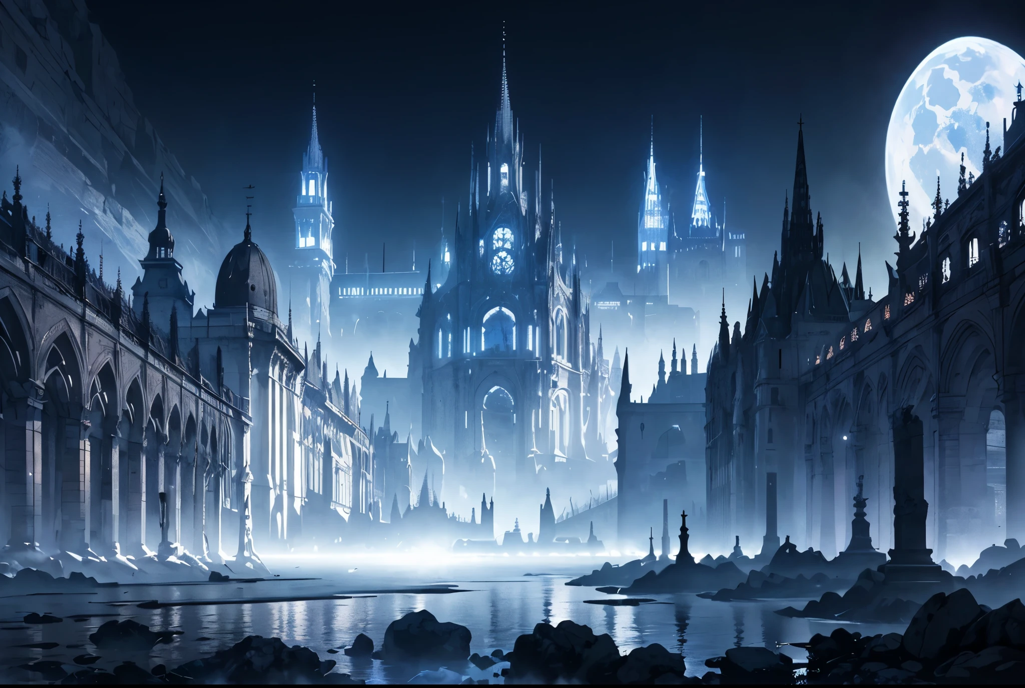 (Black and white marble gothic style building),masterpiece, concept art, panoramic,Close-up of the vista,A huge city on a high mountain,Western fantasy style,Normandy Civilization Style,(The combination of magic and technology,Black and white marble style building), fantasy theme,Western European steel style city on a high mountain,The top of the gray mountain,sky-high tower,Sky,The place where three rivers meet,Sky中的飞龙,Volumetric lighting, global illumination, HD