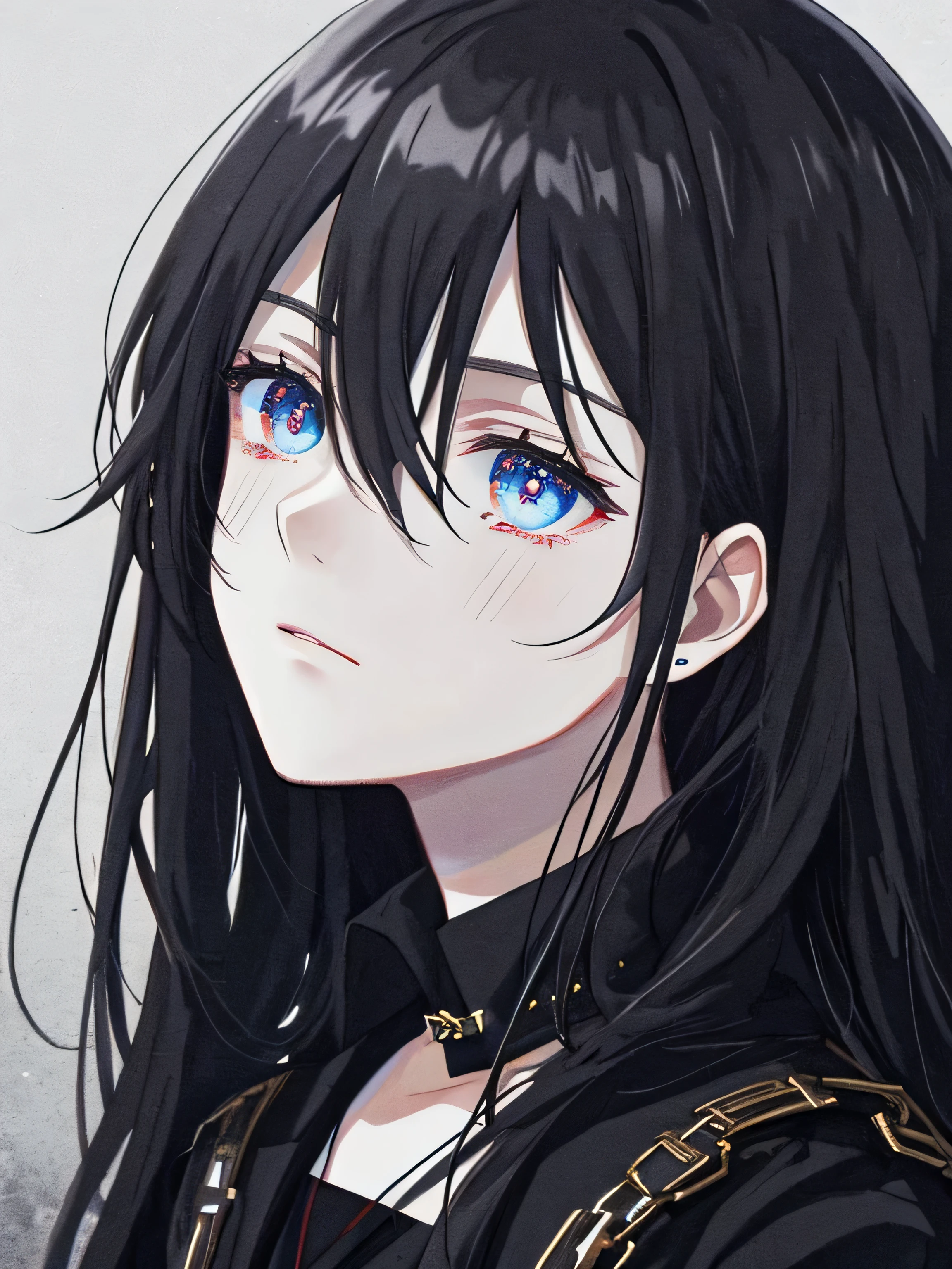 dark atmosphere, Emotional, melancholic key visual, rich colors, Very difficult、close up of face