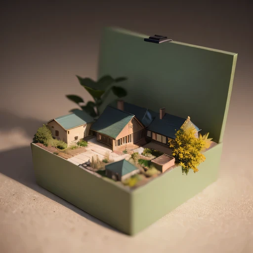 small realistic model, (bifurcation, original photo, best quality, masterpiece:1.4),SteampunkCyberpunk6920 City,(Cyberpunk light:1.3), Mards,horizon (related to land),(in a small nature box:1.3),Isometric, small nature, landscape on foundation,landscape,