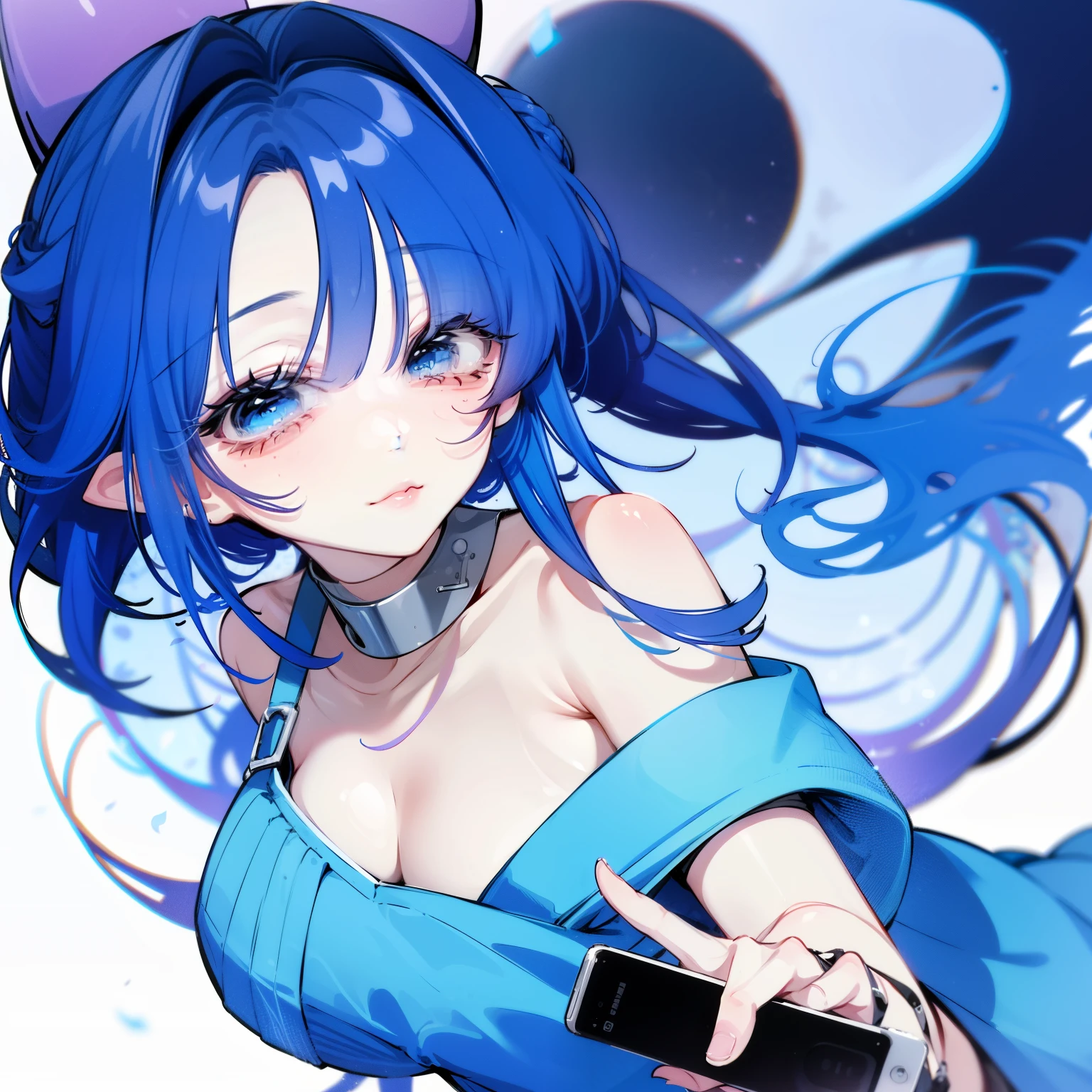 nsfw, naked girl, blue hair, blue eyes, 8k, nipples
