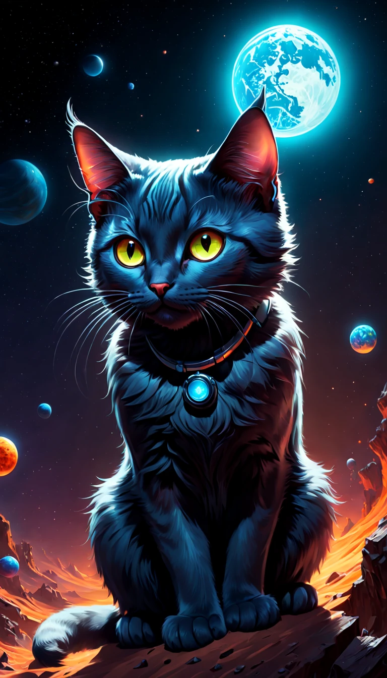 (philcat) carrying out (blue) The earth is in his paws, (Cat planet), (space cat), (Dark кот), (Cat from the void), (Cat in space), Consume the planet, (world, dominated by animals), Some#39;world, with the ground, (God of cats), hold on to the ground, hold the planet, (laxative), with the ground in the background.
(Best quality at its best, 4K, 8K, a high resolution, the masterpiece:1.2), ultra - detailed, (valid, strength, Photopressing:1.37), High dynamic range, (Bright color), (focus sharp), (physically based rendering), (ultra-fine painting), (professional), (hips), (Studio lighting).
(enlightenment), (oil painted), (3Drendering), (photo), (concept artist), (sporty), (landscape), (Sci-fi), (terror), (This cartoon).
(Colorful, bright), (Dark, moodiness), (unearthly), (Warm, Luminous), (soft, pastel), (fairy).
(difficult, dramaturgy) lamp light, dramatic shadow.