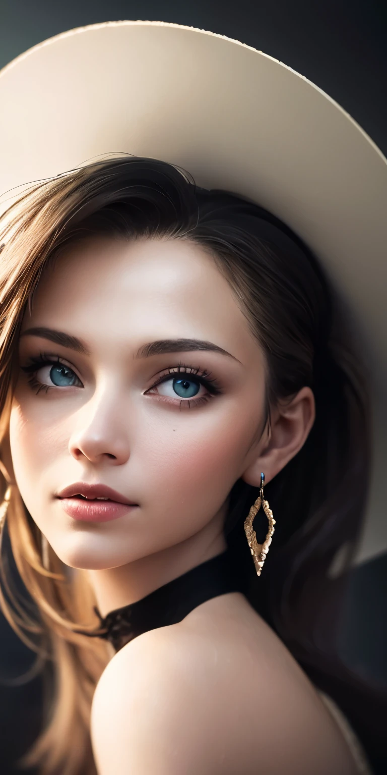 one person１８Beautiful woman of age、Moisturizing and beautiful eyes、ciri、picture、oval jaw、delicate features、beautiful expression、beautiful blonde hair、long bangs、long ponytail、Blue eyes with a beautiful glow、LDS Art,Fashion model 25 years old、[[[[Close-up]]]]、[[[[chest]]]]、[[[[head]]]]、[[[[shoulder]]]]、perfect eyes、Perfect iris、perfect lips、perfect teeth、perfect skin、soft front light、glow、HDR、(calm color 1.2),a close up of a woman wearing a Light Green hat and earrings, sleek dark fur, Light Green Fur, Russian style, very beautiful fur, fine fur, Dasha Taran, dark fur, Fur details, top hat, Anastasia Ovchinnikova, Light Green hat, synthetic fur, Elena Belova, wearing a top hat, Julia Gorokhova,Beautiful maturation, ((slim, )), photographrealistic, photograph, masterpiece, realistic, realism, photographrealism, high contrast, photographrealistic digital art trending on 
Artstation 8k HD high definition be familiar with realistic, be familiar with, skin texture, hyper be familiar with, realistic skin texture, armature, highest quality, 超High resolution, (photographrealistic:1.4),, High resolution, be familiar with, raw photograph, Shapuri, by lee jeffries nikon d850 film stock photographgraph 4 kodak portra 400 camera f1.6 lens rich colors hyper realistic lifelike texture dramatic lighting unrealengine trending on artstation cinestill 800,(masterpiece, highest quality, photorealistic, High resolution, photograph, :1.3), Close-upショット, sharp focus, (1 girl, european girl, Featured models), realistic skin, (slimな体型), Platinum-colored side sweep shorthair, highly detailed hair, delicate face, glossy lips,