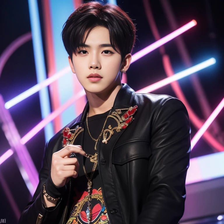 abstract background, 1boy, pose,dynamite, handsome , kpop idol