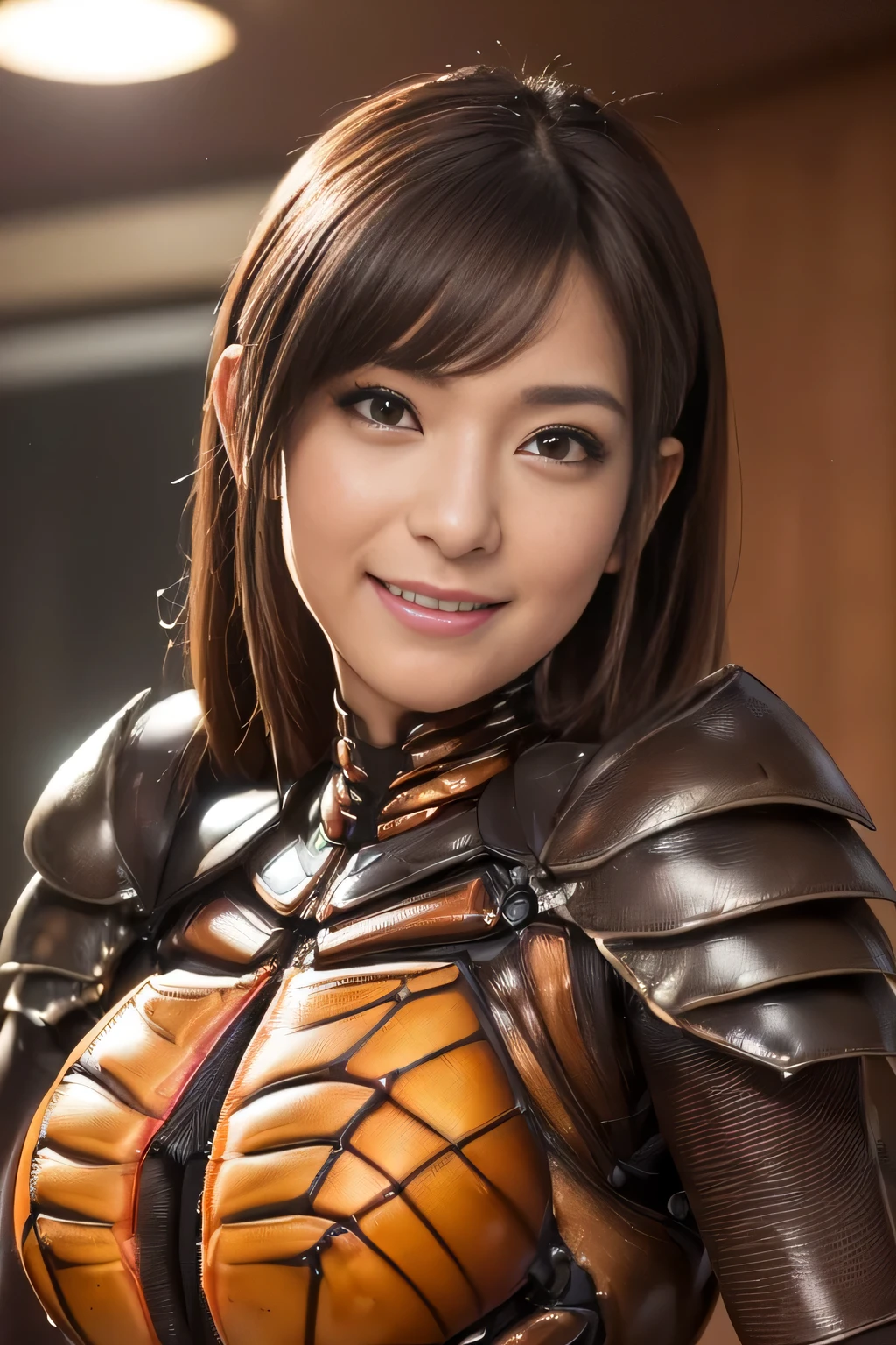 (High resolution,masterpiece,highest quality,Very detailed CG, anime, official art:1.4), realistic, photograph, amazing detail, all complicated, luster and luster,great many layers, 8k wallpaper, 3D, sketch, cute, figure,( alone:1.4), perfect female proportions,villain's daughter, (Fusion of dark brown cockroach and lady:1.4), (brown cockroach form lady:1.2), (brown cockroach woman:1.2), (Fusion:1.2), (alone:1.4), (evil smile:1.2), muscular, abs, (Cockroach brown exoskeleton bio insect suit:1.4), (Cockroach brown exoskeleton bio insect armor:1.2), (brown transparent cockroach feathers:1.4), (brown cockroach antenna:1.3),