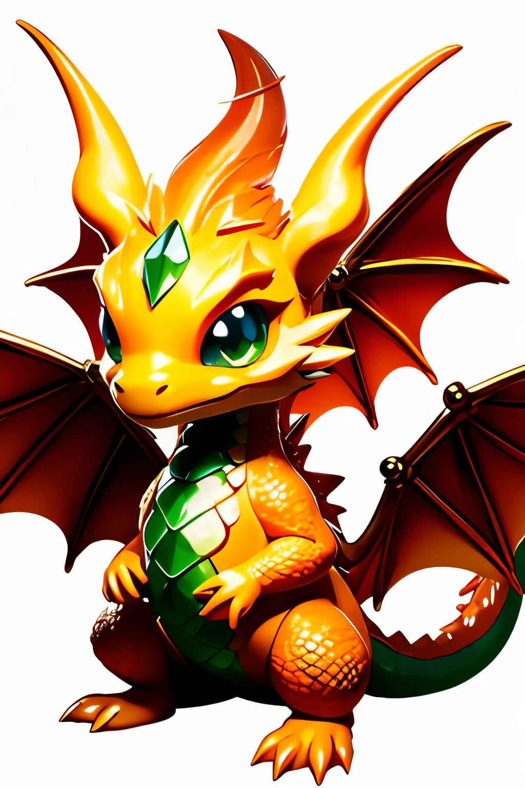 chibi,(masterpiece, best quality:1.2), Crystal Dragon, alone,flame,Dragon Wings,White background,Pokemon \(biology\)