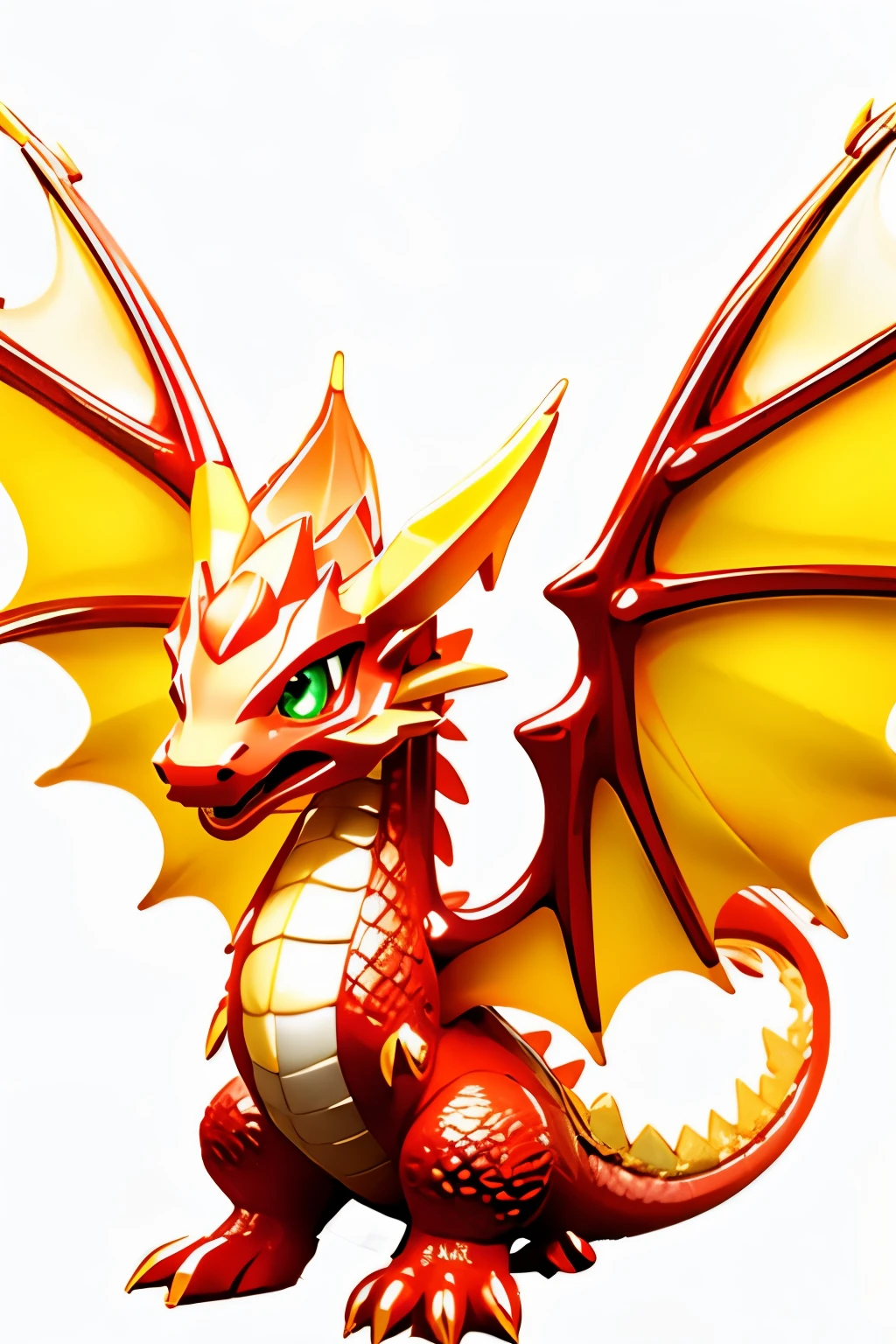 chibi,(masterpiece, best quality:1.2), Crystal Dragon, alone,flame,Dragon Wings,White background,Pokemon \(biology\)
