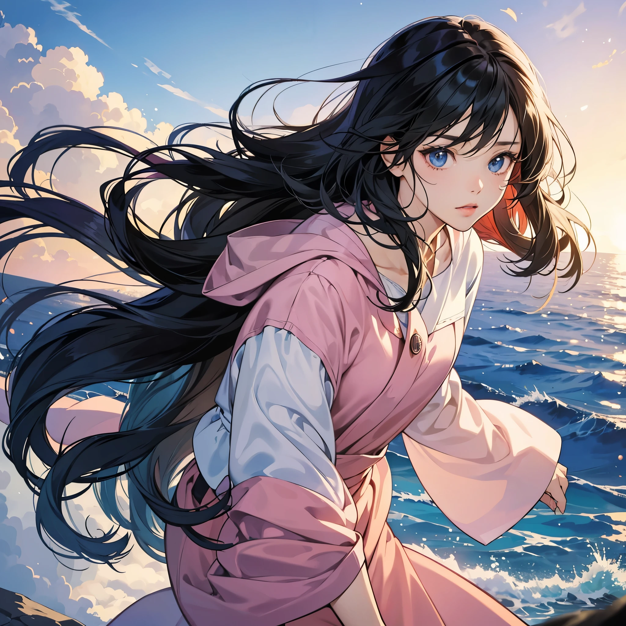 anime girl with long black hair and pink shirt looking at camera, cute anime girl, (anime girl), cute anime girl portraits, cute anime girl portrait, extremely cute anime girl face, anime moe art style, pretty anime girl, Cute girl anime visual, cute anime face, portrait anime girl, anime best girl, portrait of cute anime girl, cute natural anime face