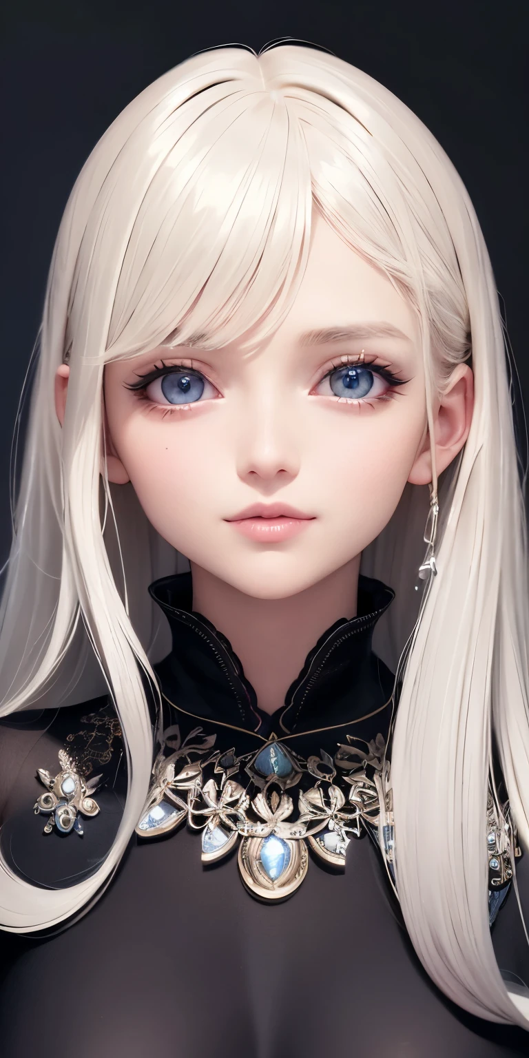 one person１８Beautiful woman of age、Moisturizing and beautiful eyes、ciri、picture、oval jaw、delicate features、beautiful expression、beautiful blonde hair、long bangs、long ponytail、Blue eyes with a beautiful glow、LDS Art,Fashion model 25 years old、[[[[Close-up]]]]、[[[[chest]]]]、[[[[head]]]]、[[[[shoulder]]]]、perfect eyes、Perfect iris、perfect lips、perfect teeth、perfect skin、soft front light、glow、HDR、(calm color 1.2)