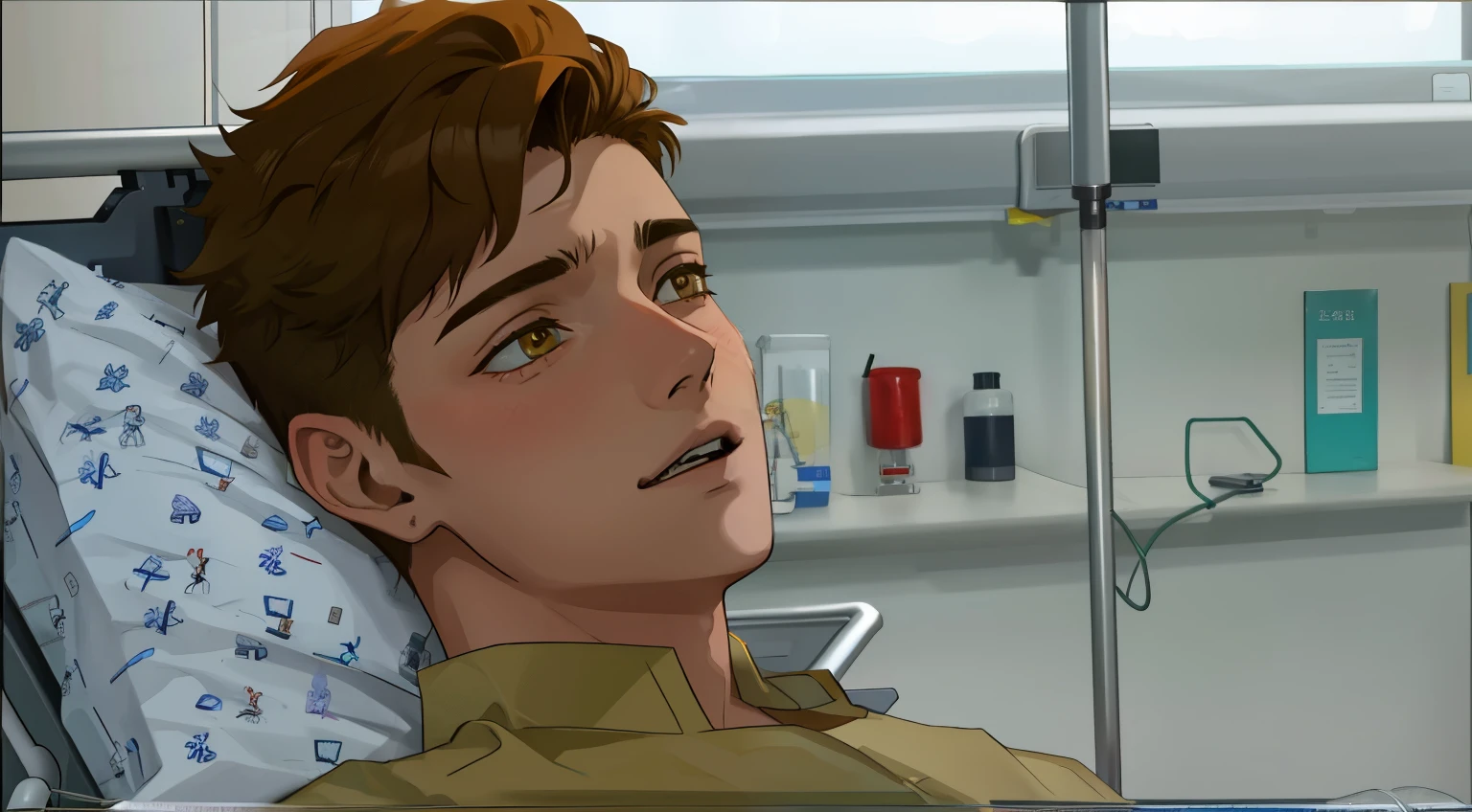 15 year old boy lying on a hospital stretcher sick devil