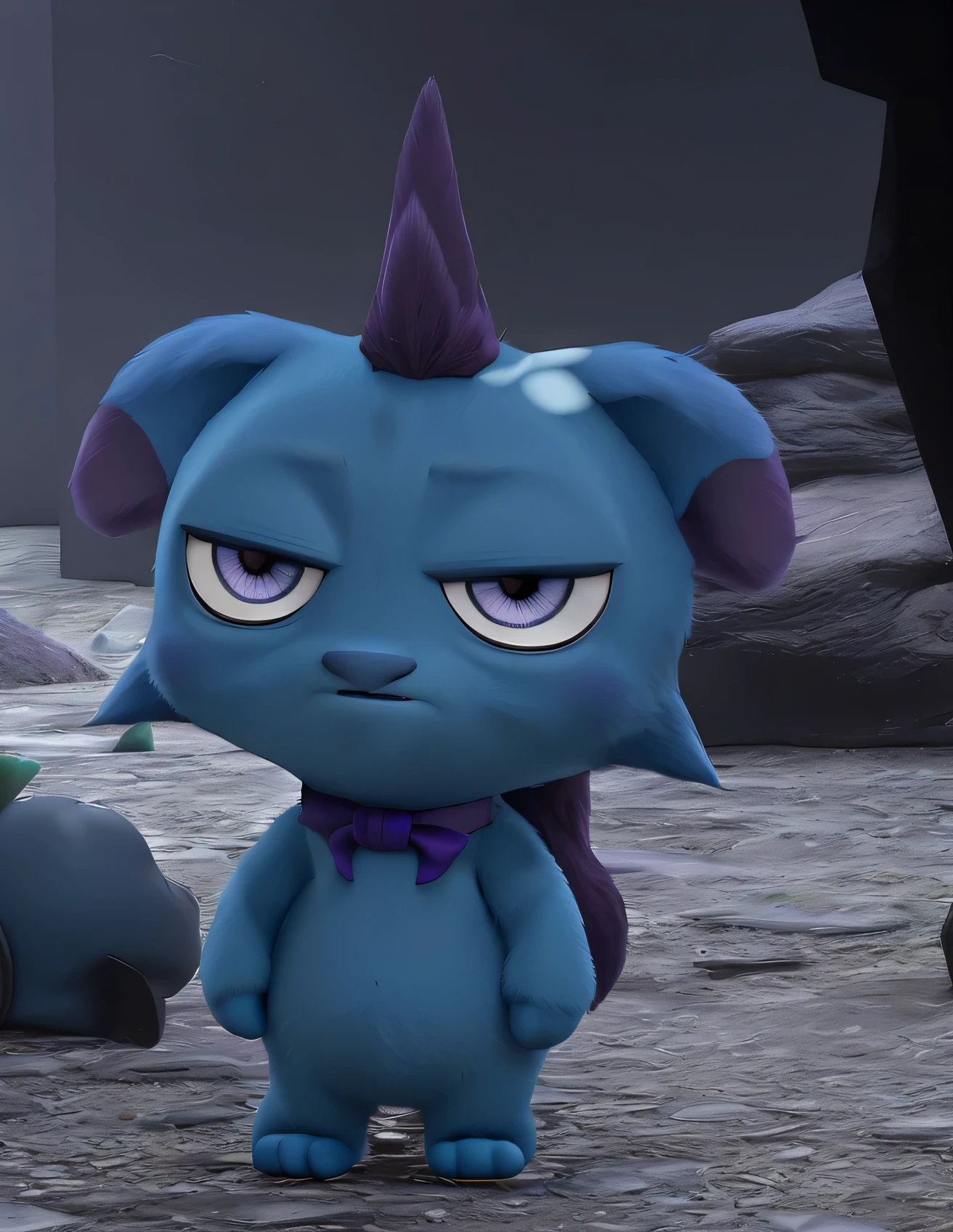 depressed , blue fur, purple mohawk, bored eyes, detailed fur, ears down with tips in purple, sad expression, light purple eyes, very bored ,sad face, bored mouth, full of saddness, sad, depression, dead inside, unhappy, dreary, joyless, melancholy:1.6, somber, doleful, moody, mirthless, piteous, tristful, mopish