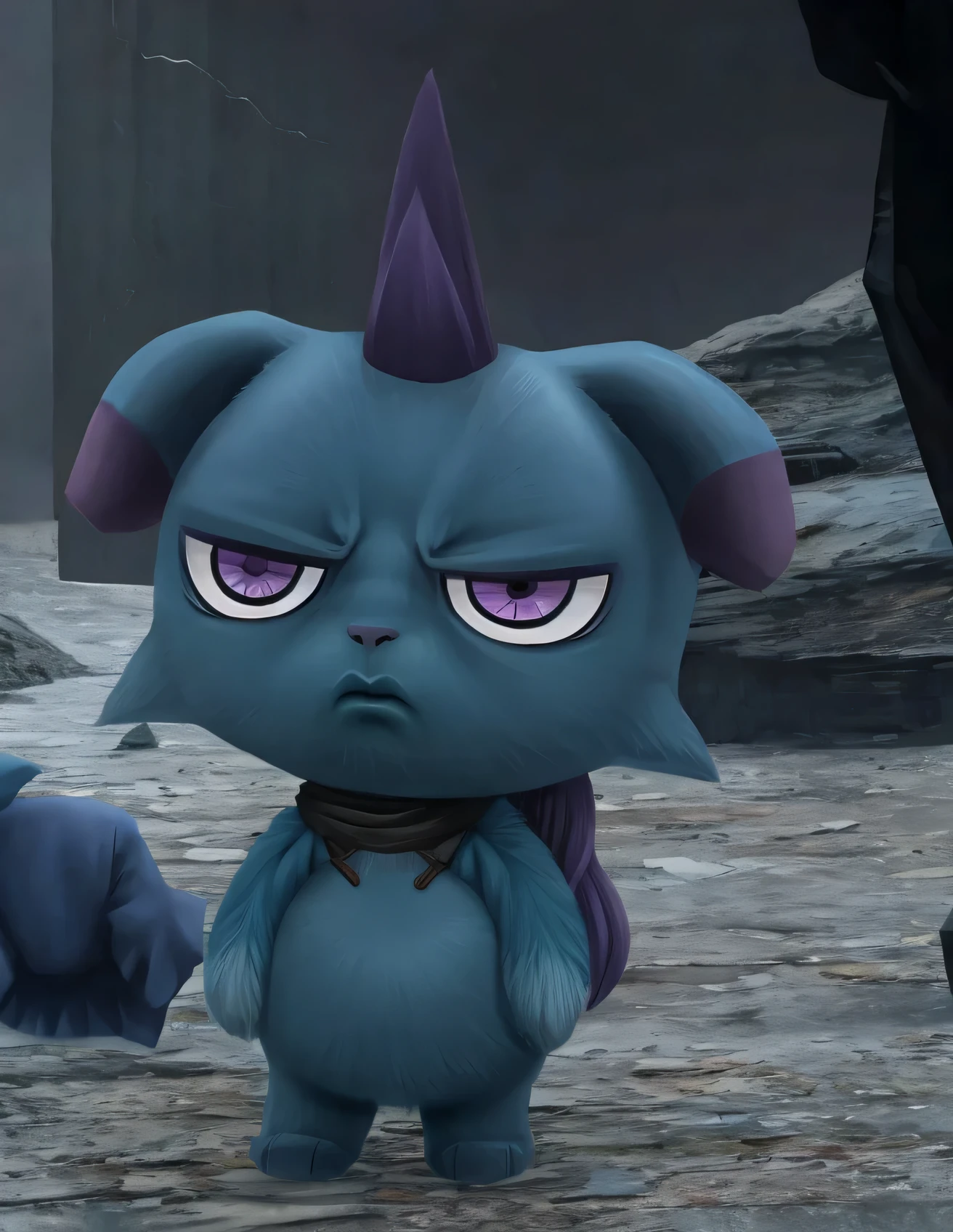 depressed , blue fur, purple mohawk, bored eyes, detailed fur, ears down with tips in purple, sad expression, light purple eyes, very bored ,sad face, bored mouth, full of saddness, sad, depression, dead inside, unhappy, dreary, joyless, melancholy:1.6, somber, doleful, moody, mirthless, piteous, tristful, mopish