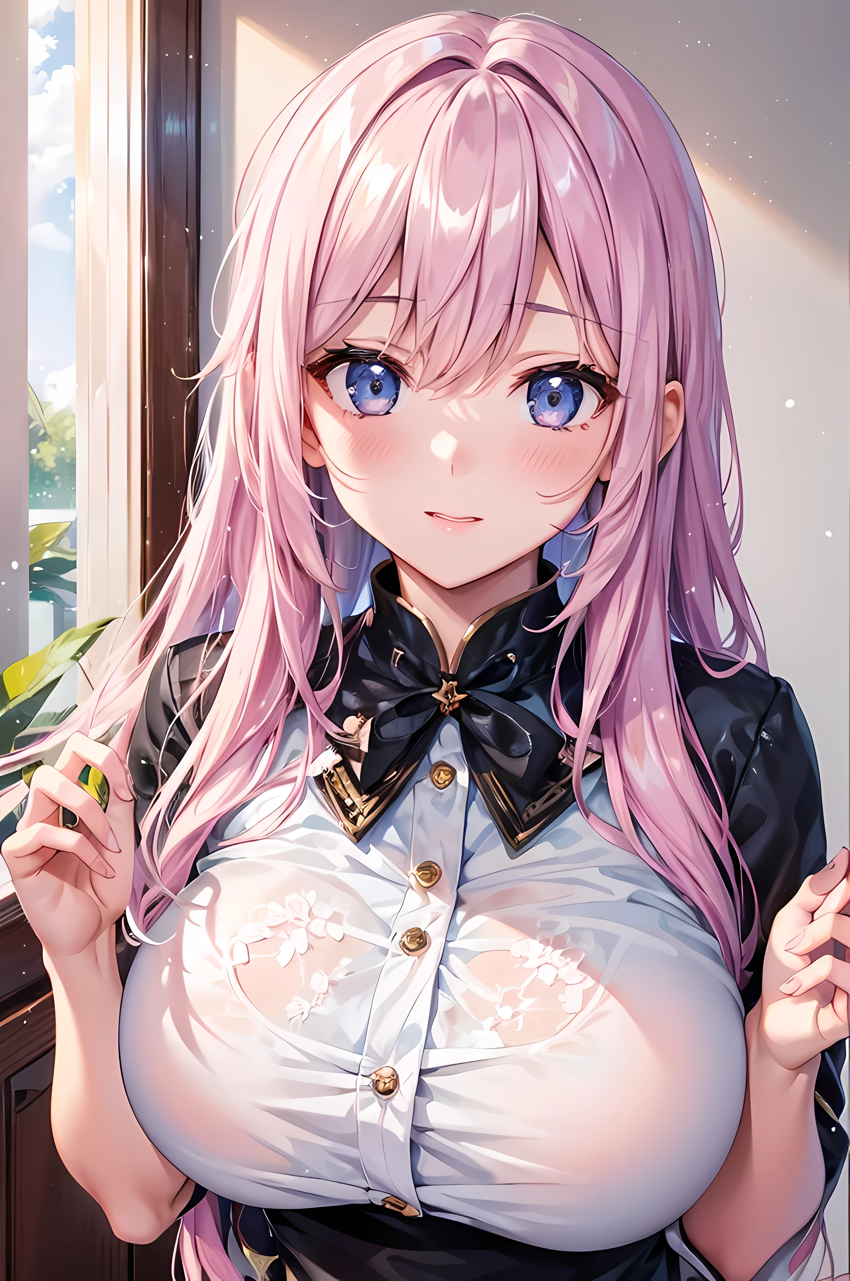 Glossy skin、beautiful girl、cute、big breasts 、Clothes、light-colored hair