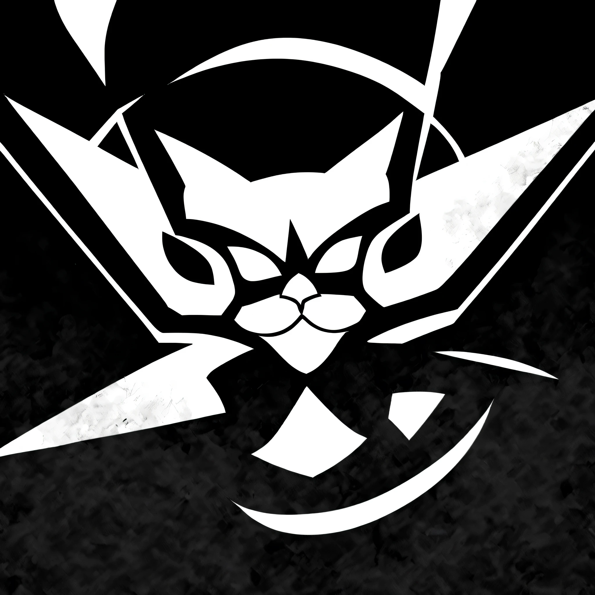 monochrome, Grayscale, no humans, black background, comics, insignia,Cat