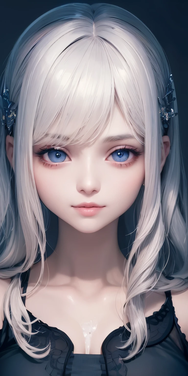 one person１８Beautiful woman of age、Moisturizing and beautiful eyes、ciri、picture、oval jaw、delicate features、beautiful expression、beautiful blonde hair、long bangs、long ponytail、Blue eyes with a beautiful glow、LDS Art,Fashion model 25 years old、[[[[Close-up]]]]、[[[[chest]]]]、[[[[head]]]]、[[[[shoulder]]]]、perfect eyes、Perfect iris、perfect lips、perfect teeth、perfect skin、soft front light、glow、HDR、(calm color 1.2)