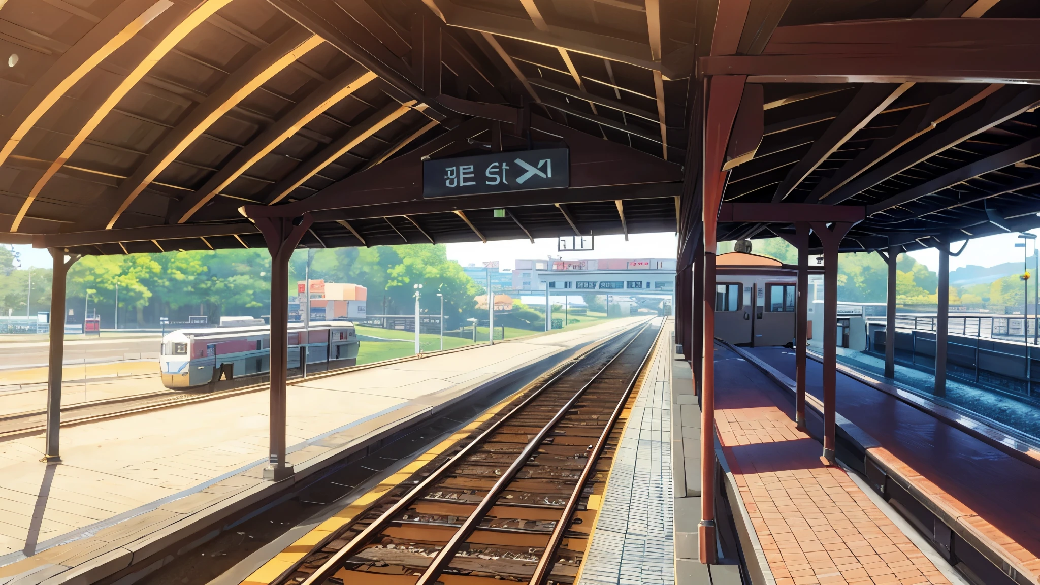 A bustling train station platform