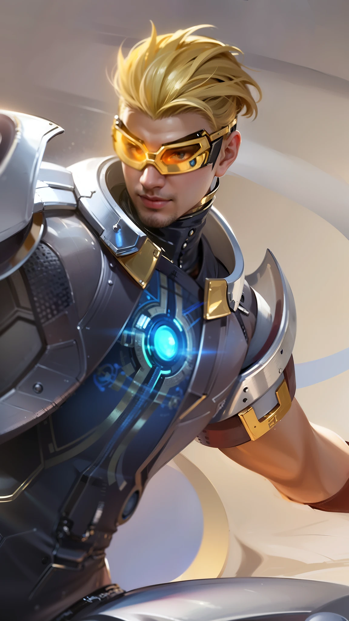 masculine male, masterpiece, ((perfect eyes)) best quality, (semirealism:1.9), beautiful lighting, (extremely detailed CG unity 4k fhd wallpaper), High Detail, Sharp focus, dramatic outdoors, 1 boy ,19 years old, brown short hair, blue eyes, smile