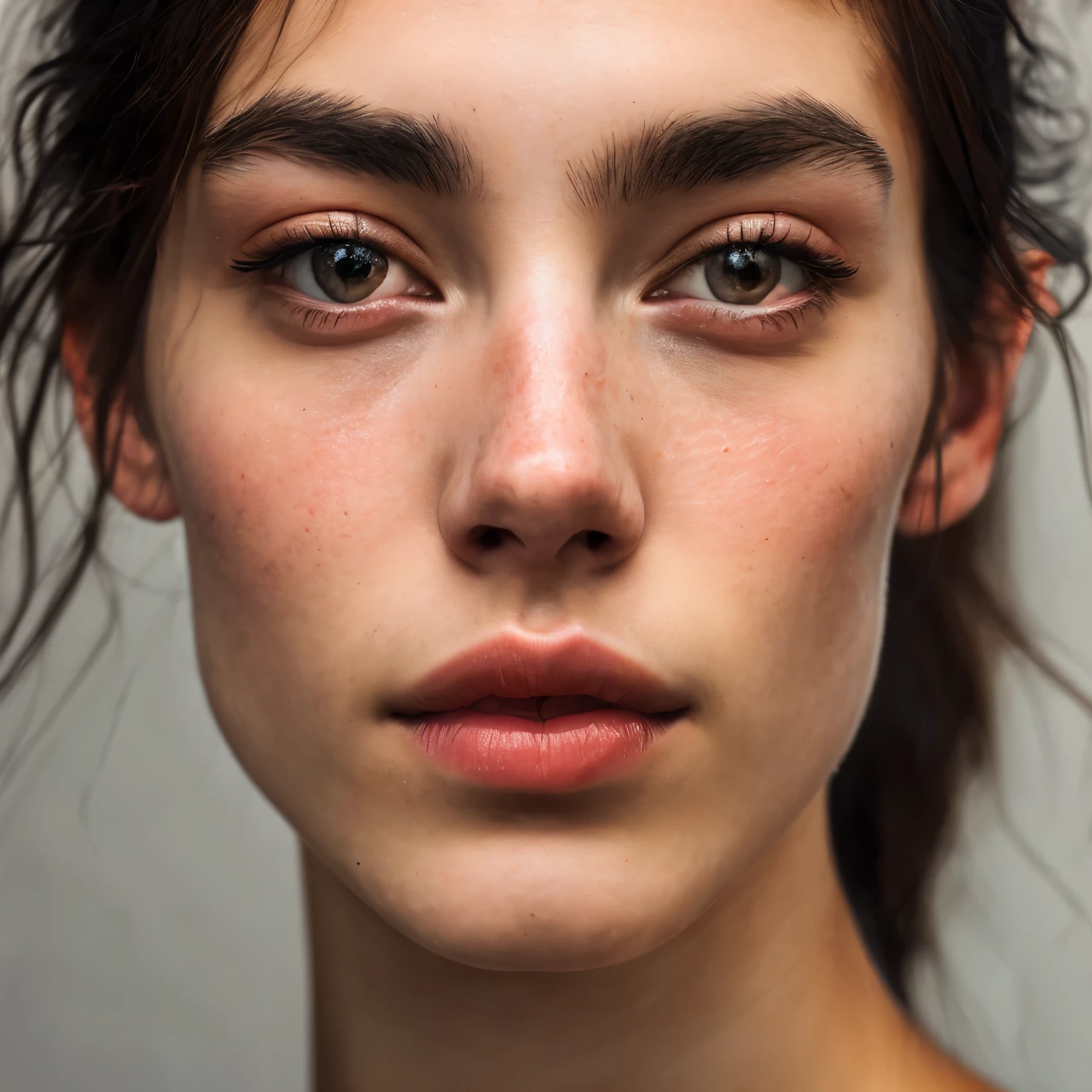 Close-up photography of the face of a 22 years old woman, (by Alyssa Monks:1.1), by Joseph Lorusso, by Lilia Alvarado, beautiful lighting, sharp focus, 8k, high res, (pores:0.1), (sweaty:0.8), Masterpiece, Nikon Z9, Award - winning photograph, (perfectly round iris:1.3)