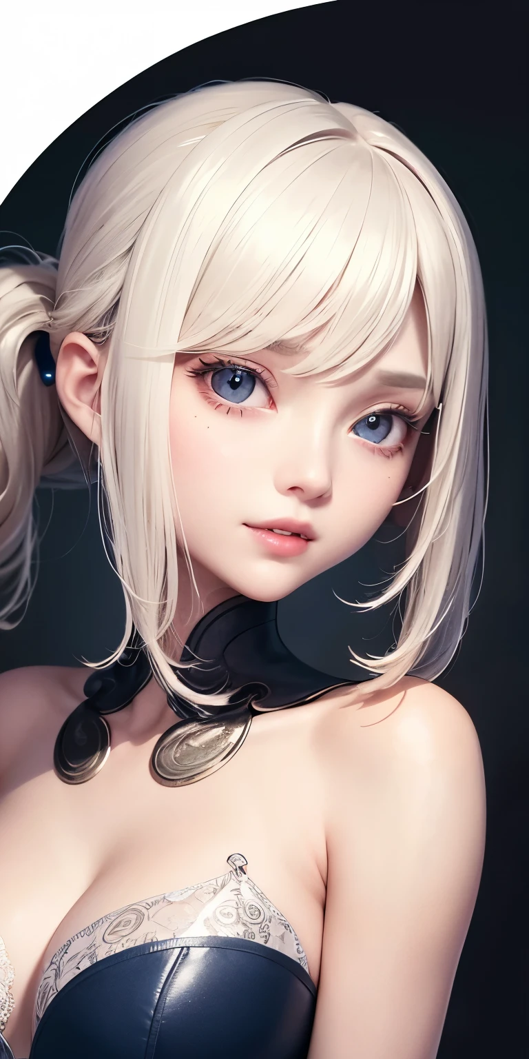 one person１８Beautiful woman of age、Moisturizing and beautiful eyes、ciri、picture、oval jaw、delicate features、beautiful expression、beautiful blonde hair、long bangs、long ponytail、Blue eyes with a beautiful glow、LDS Art,Fashion model 25 years old、[[[[Close-up]]]]、[[[[chest]]]]、[[[[head]]]]、[[[[shoulder]]]]、perfect eyes、Perfect iris、perfect lips、perfect teeth、perfect skin、soft front light、glow、HDR、(calm color 1.2)