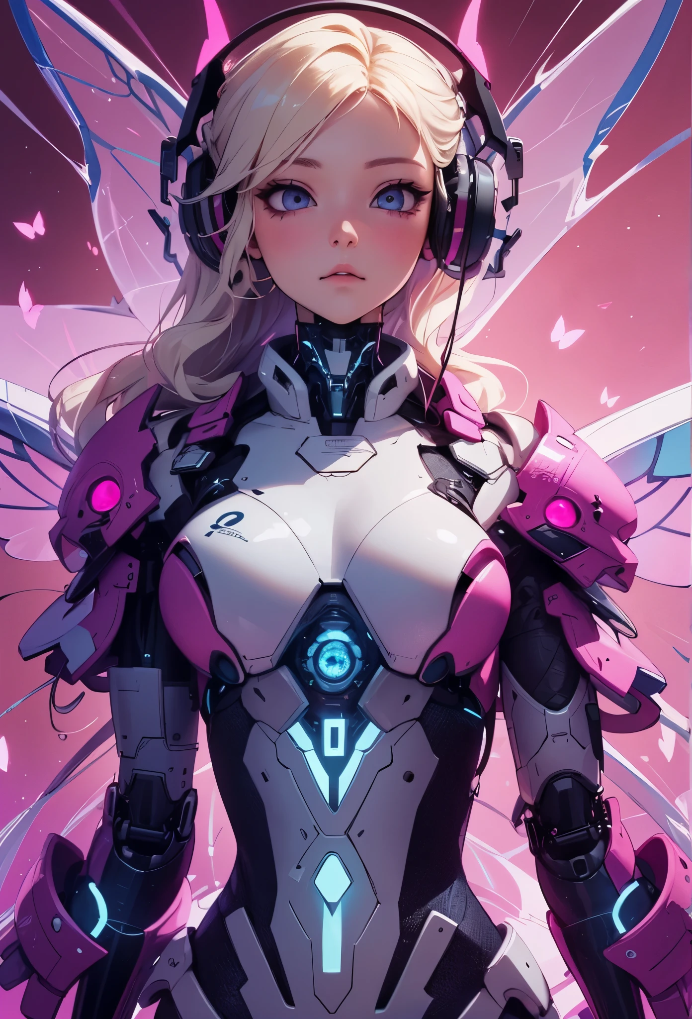 ((Highly accurate drawing in every detail)Extremely precise depiction)[High resolution],(detailed illustrations,とてもfineで緻密な描画,Delicate drawn lines with tempo,Realistic texture expression),[color traced main line],[labo],[[HENTAI]] ANIME (CYBERGirl anime Beauty  Cyborg[wavy hair (platinum blonde)]),([Butterfly wings] Magenta-pink Papillon cybernean armor [Aurora Armor] Fuselage only transparent material) Cyber Headset,(cybernetic [clear lenticular iris]),(intricate and beautiful decoration [Dense detail]),(Fine and beautiful skin expression [transparency]),Precisely drawn eyes[完璧な目のdetailed(Iris drawn in minute detail)(Beautiful eyes like jewels)],[eyes light[Pinpoint lighting for the eyes]],[long and beautiful eyelashes],[precisely drawn hair [美しく艷やかな髪のdetailed]],(完璧な手のdetailed [Beautiful fingers with no damage [beautiful nails]]),(perfect anatomy(perfectly balanced proportions))[[full body portrait]],[[Design built to the highest level]][ideal color coordination(Accurate simulation of light and material interactions)],([Precision Detail](detailed,高fine)),[Visual art that tells a story],((highest quality)fine[[High density drawing]])(4K Quality).