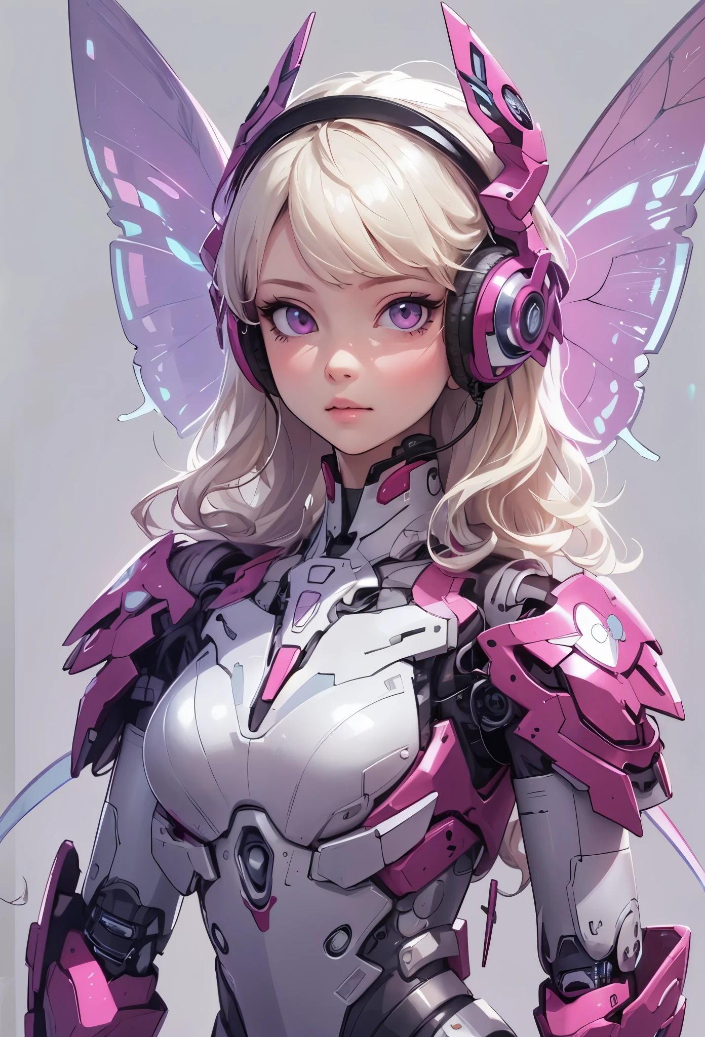 ((Highly accurate drawing in every detail)Extremely precise depiction)[High resolution],(detailed illustrations,とてもfineで緻密な描画,Delicate drawn lines with tempo,Realistic texture expression),[color traced main line],[labo],[[HENTAI]] ANIME (CYBERGirl anime Beauty  Cyborg[wavy hair (platinum blonde)]),([Butterfly wings] Magenta-pink Papillon cybernean armor [Aurora Armor] Fuselage only transparent material) Cyber Headset,(cybernetic [clear lenticular iris]),(intricate and beautiful decoration [Dense detail]),(Fine and beautiful skin expression [transparency]),Precisely drawn eyes[完璧な目のdetailed(Iris drawn in minute detail)(Beautiful eyes like jewels)],[eyes light[Pinpoint lighting for the eyes]],[long and beautiful eyelashes],[precisely drawn hair [美しく艷やかな髪のdetailed]],(完璧な手のdetailed [Beautiful fingers with no damage [beautiful nails]]),(perfect anatomy(perfectly balanced proportions))[[full body portrait]],[[Design built to the highest level]][ideal color coordination(Accurate simulation of light and material interactions)],([Precision Detail](detailed,高fine)),[Visual art that tells a story],((highest quality)fine[[High density drawing]])(4K Quality).