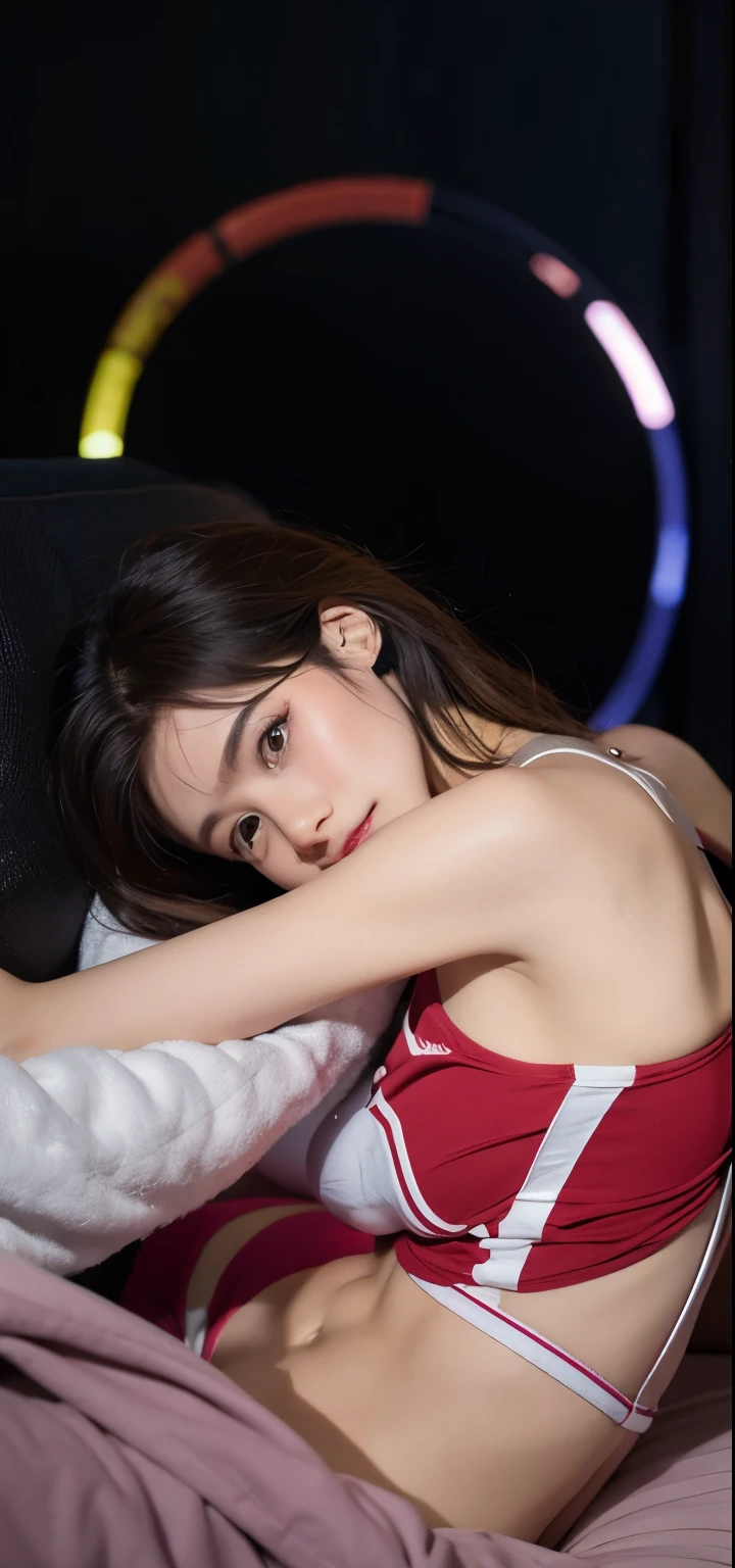 Emma Watson，（(Red-haired girl, freckle, Long hair），（perfect bodies：1.1），Full body photo，sofe，Home，dressed in a white t-shirt，lacepantyhose，（极其细致的CG 8k壁纸），（Extremely refined and beautiful），（tmasterpiece），（best qualtiy：1.0），（超A high resolution：1.0），beautiful light up，perfect lightning bolt，realistic shaded，[A high resolution]，Delicate skin，ultra - detailed， (hyper realistic lifelike texture:1.4, Realistic eyes:1.2),