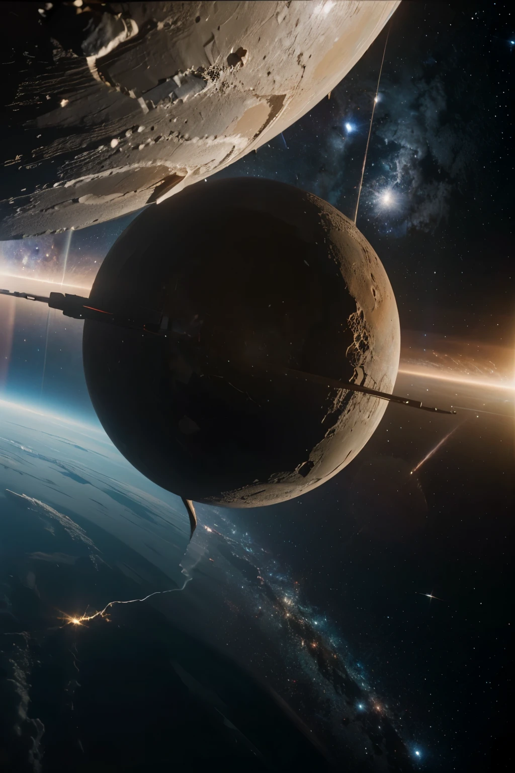 ultra realistic big bang in space with a hand of light in the center of the image