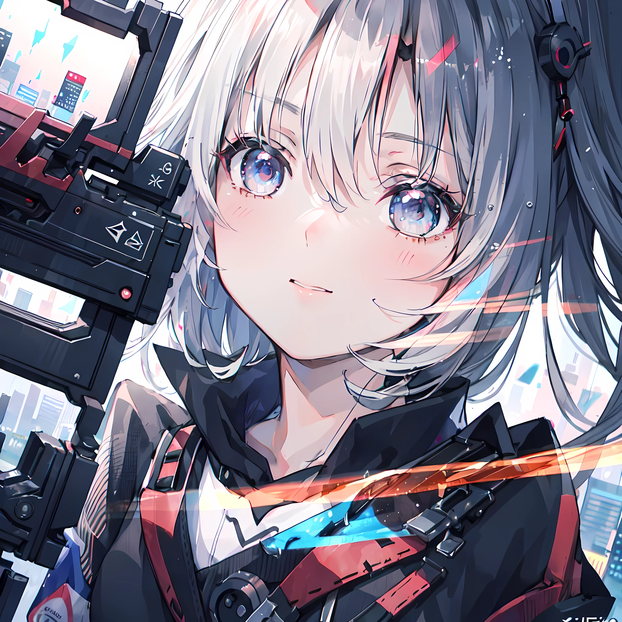(best quality,4K,8k,high resolution,masterpiece:1.2), Super detailed, (actual,photoactual,photo-actual:1.37),Kiri Ayame, 1 girl, Vibrant neon cyberpunk cityscape, rainy street, ethereal soul, Broken Impact, backlight, sparkling, curious audience, low angle shot, Shooting from an upward angle, perfect composition, Perfect and delicate play of light and shadow, 8k