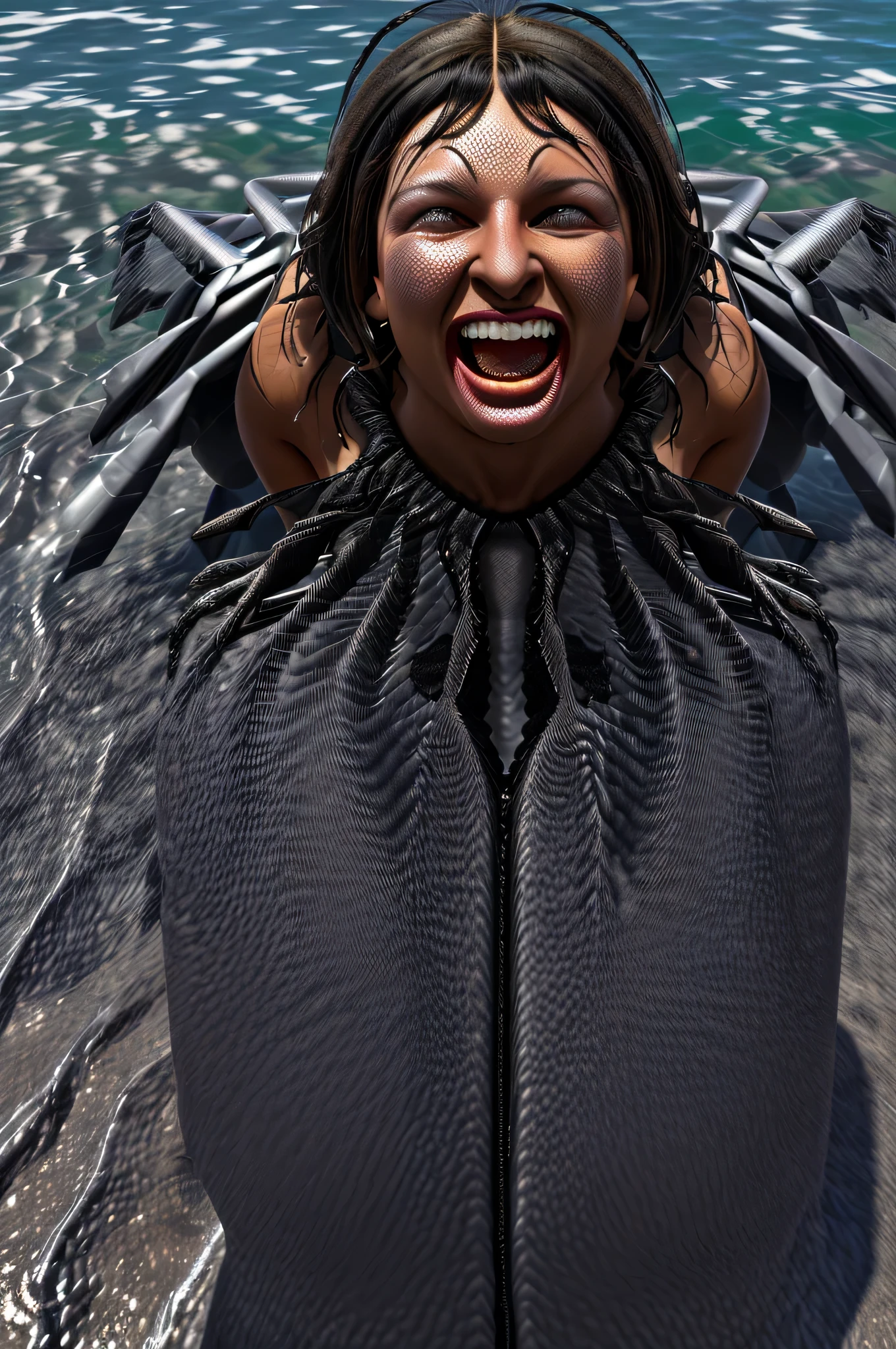 ultra-real hyper-insane stunning ultra-surreal laughing happy on the beach, intricate ten pieces of cubist flesh drinking wine and emerging from within them other pieces with cubist facet heads, bizarre and big devices glued to the chest, bodies fused together, show entire full bodies, doing insane things, sunny beautiful landscape background, super detailed, ultra-realistic, studio quality, 48k/HD, high contrast, hyper-realistic shadows, octane rendering, sharp focus