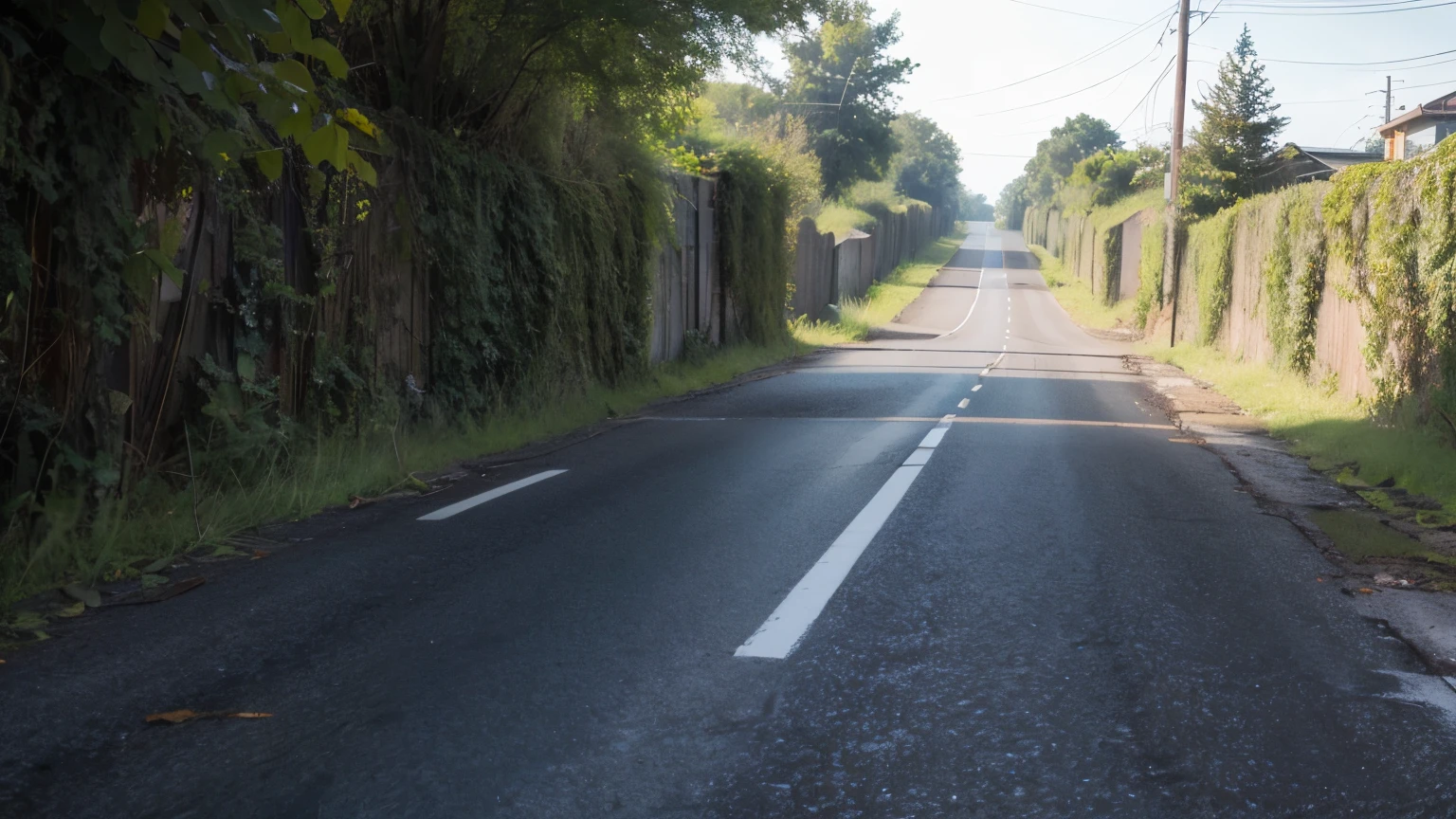 Lost road, abandoned road, decay