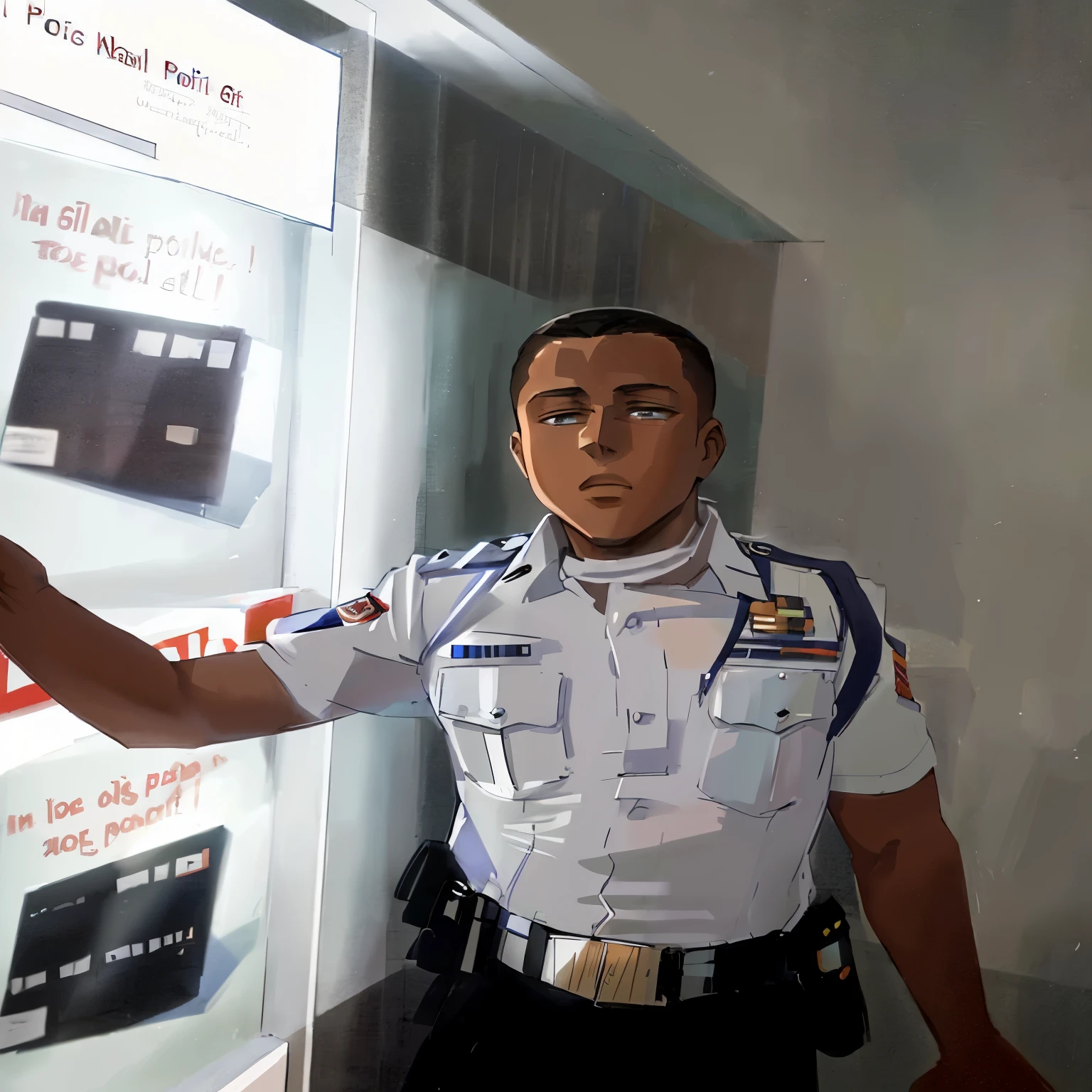 there is a man in uniform standing in front of a wall, police man!!, security agent, policeman, police officer, officer, cop, foto, wearing a police uniform, in uniform, in office, sergeant, at instagram, eliran kantor, ramil sunga, police, in black uniform, full uniform, diselpank art