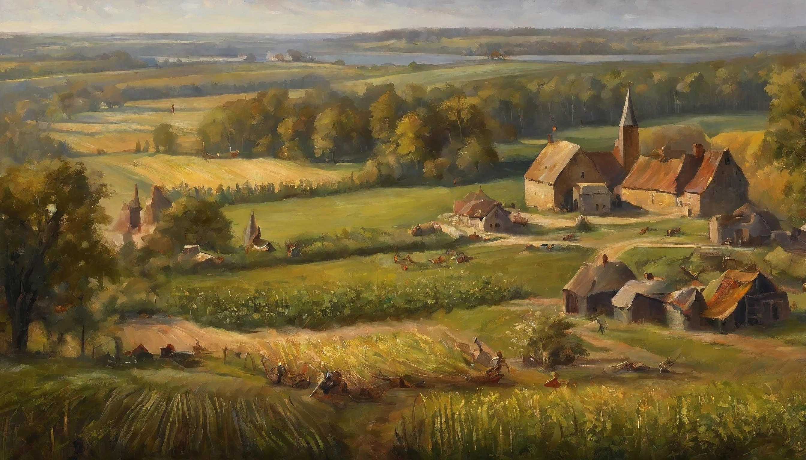 The Duchy of Branch
Article DRAFT PUBLIC
Located in the heart of the kingdom's rolling interior plains, Branch is an agricultural land known as the “bread basket of the realm.” Abundant wheat and produce farms feed royal subjects across the kingdom. Ruled by Duke Wilson from the palatial country estate Branch Mills.
A patchwork of fertile croplands, orchards, and grazing meadows covers Branch’s landscape. Industrious farming folk cultivate bountiful harvests of wheat, corn, apples and livestock. Mills operate along the flowing waters of the St. Joseph River and its tributaries.
The bulk of Branch’s bounty makes its way by flat-bottomed merchant barge downriver to feed hungry provincial towns and military garrisons protecting the kingdom’s border marches. Some goods also reach the royal capital to grace the tables of nobility, royalty and visiting diplomats.
When not working the land, Branch commoners gather in quaint villages dotted across the countryside. Community life centers around bustling general stores, taverns, church parishes, Sunday picnics and seasonal fairs showcasing prized produce, jams, ciders and baked goods.
Though lacking glamour, the essential grains and victuals flowing from Branch’s farms sustain the kingdom’s growing populace, strengthening its economy and stability. The relative prosperity also enriches local landowners like Duke Wilson and makes for generally contented peasants.