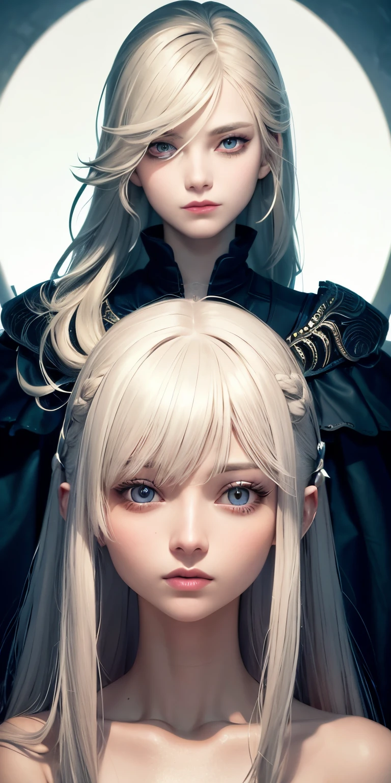 anime style、one person１８Beautiful woman of age、Moisturizing and beautiful eyes、ciri、picture、androgynous hunnuman、oval jaw、delicate features、beautiful expression、beautiful blonde hair、long bangs、long ponytail、Blue eyes with a beautiful glow、LDS Art,Fashion model 25 years old、[[[[Close-up]]]]、[[[[chest]]]]、[[[[head]]]]、[[[[shoulder]]]]、perfect eyes、Perfect iris、perfect lips、perfect teeth、perfect skin、soft front light、glow、HDR、(calm color 1.2),1 female,in the dark, film grain, Award-winning photo, (shades of green:0.5), looking to the side, redhead