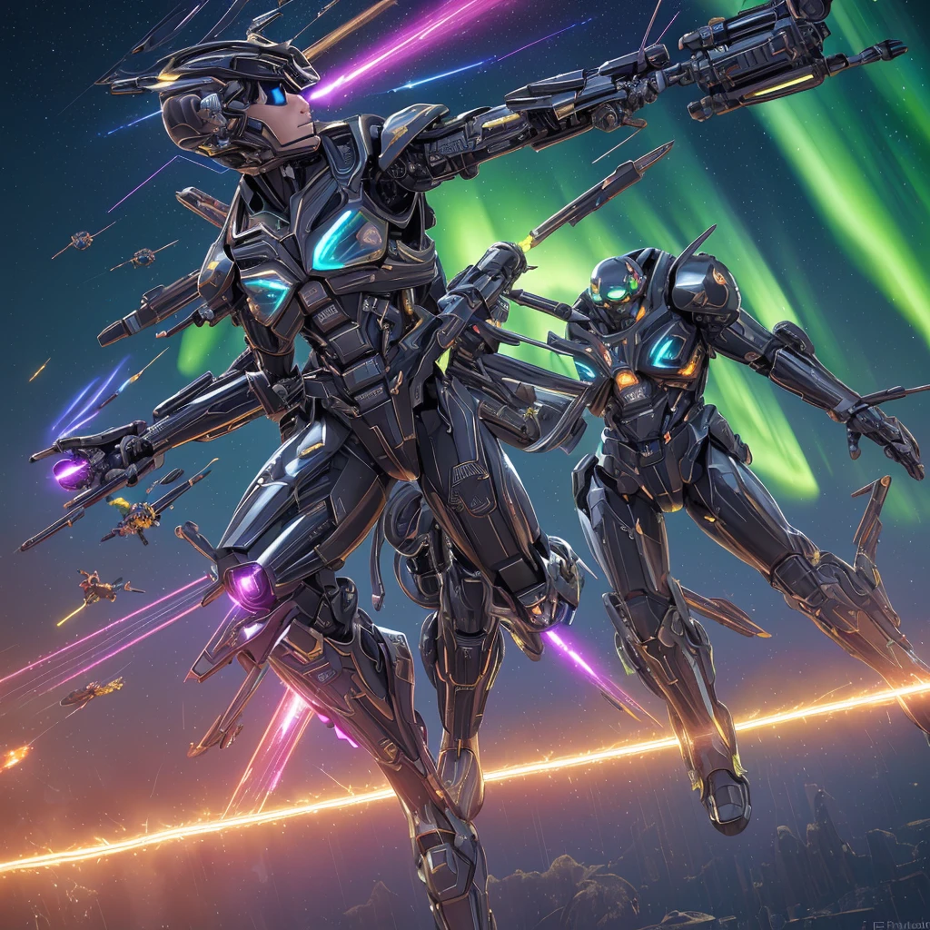 (steam punk), (best quality,4k,8k,highres,masterpiece:1.2),ultra-detailed,(realistic,photorealistic,photo-realistic:1.37),cyborg warriors,rocket engine flying broomsticks,explosions,lasers,intense,high drama,comical,deep space,action-packed,sci-fi atmosphere,futuristic technology,massive battle scene,starry background,endless expanse of stars,glowing nebulae,galactic war,highly detailed cyborg armor,sleek and metallic design,advanced weaponry,fast-paced movement,flying through space,energy beams,explosive blasts,dramatic poses,high-octane combat,cybernetic enhancements,visually stunning battles,colorful laser beams,powerful explosions,thrilling aerial acrobatics,fly in formation,electrifying energy trails,engaging and dynamic compositions,tense and suspenseful moments,comic relief,clever one-liners,interstellar clashes,otherworldly beings,impressive special effects,lluminating auroras,powerful cosmic energy,ethereal lighting effects,vibrant and saturated colors