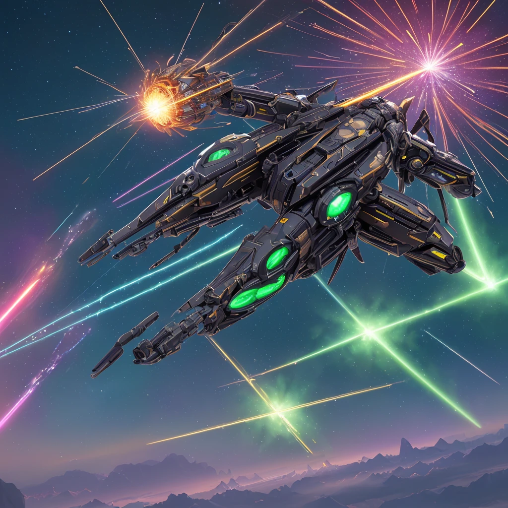 (steam punk), (best quality,4k,8k,highres,masterpiece:1.2),ultra-detailed,(realistic,photorealistic,photo-realistic:1.37),cyborg warriors,rocket engine flying broomsticks,explosions,lasers,intense,high drama,comical,deep space,action-packed,sci-fi atmosphere,futuristic technology,massive battle scene,starry background,endless expanse of stars,glowing nebulae,galactic war,highly detailed cyborg armor,sleek and metallic design,advanced weaponry,fast-paced movement,flying through space,energy beams,explosive blasts,dramatic poses,high-octane combat,cybernetic enhancements,visually stunning battles,colorful laser beams,powerful explosions,thrilling aerial acrobatics,fly in formation,electrifying energy trails,engaging and dynamic compositions,tense and suspenseful moments,comic relief,clever one-liners,interstellar clashes,otherworldly beings,impressive special effects,lluminating auroras,powerful cosmic energy,ethereal lighting effects,vibrant and saturated colors