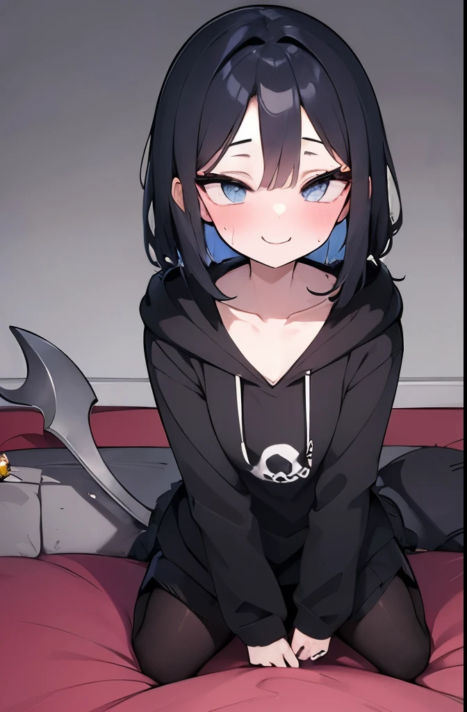 nsfw, sexual ecstasy, pussy juice, sweat, The grim reaper girl is wearing a hood and holding a large sickle, skull decoration, flat chest, , short height, cute, cheerful, smile, full body,
fantasy street scenery,
absurd resolution, best quality, absurd detailed, Brings death, no escape,