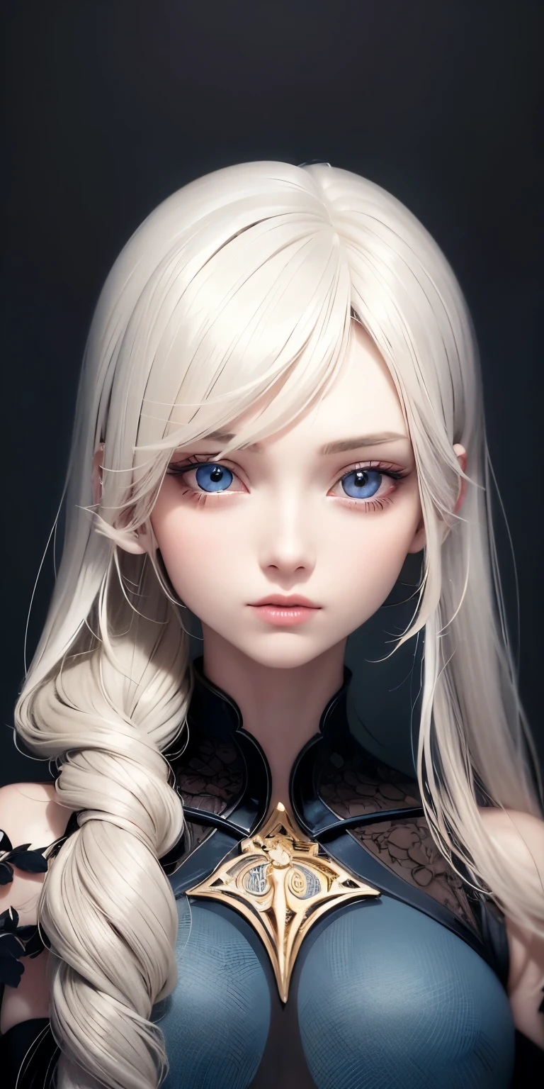 anime style、one person１８Beautiful woman of age、Moisturizing and beautiful eyes、ciri、picture、androgynous hunnuman、oval jaw、delicate features、beautiful expression、beautiful blonde hair、long bangs、long ponytail、Blue eyes with a beautiful glow、LDS Art,Fashion model 25 years old、[[[[Close-up]]]]、[[[[chest]]]]、[[[[head]]]]、[[[[shoulder]]]]、perfect eyes、Perfect iris、perfect lips、perfect teeth、perfect skin、soft front light、glow、HDR、(calm color 1.2),1 female,in the dark, film grain, Award-winning photo, (shades of green:0.5), looking to the side