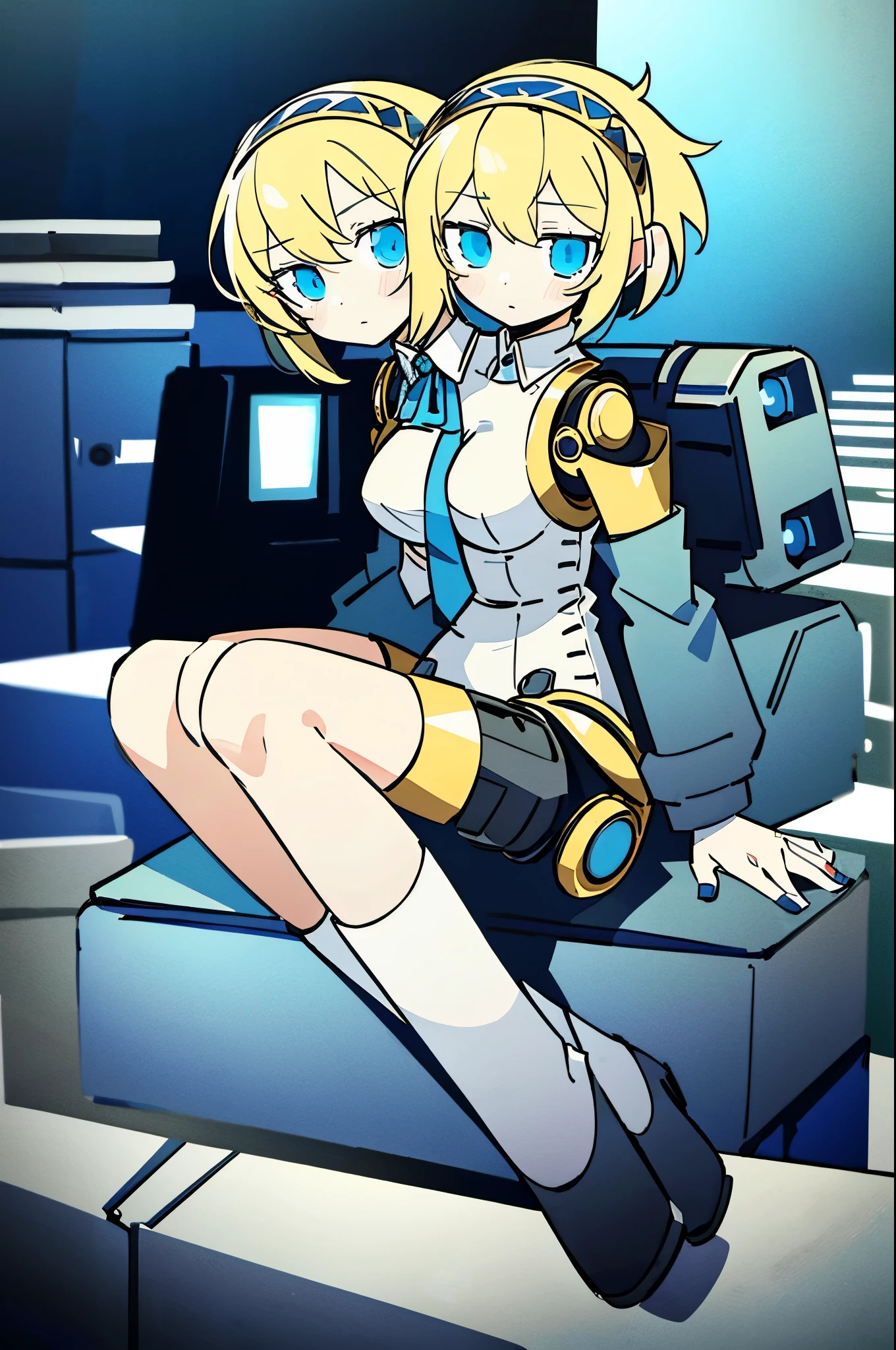 (2heads), 1girl, solo, ((masterpiece, best quality))
Persona3Aigis, 1girl, solo, robot, blonde hair, blue eyes, Crouching with hands on the ground