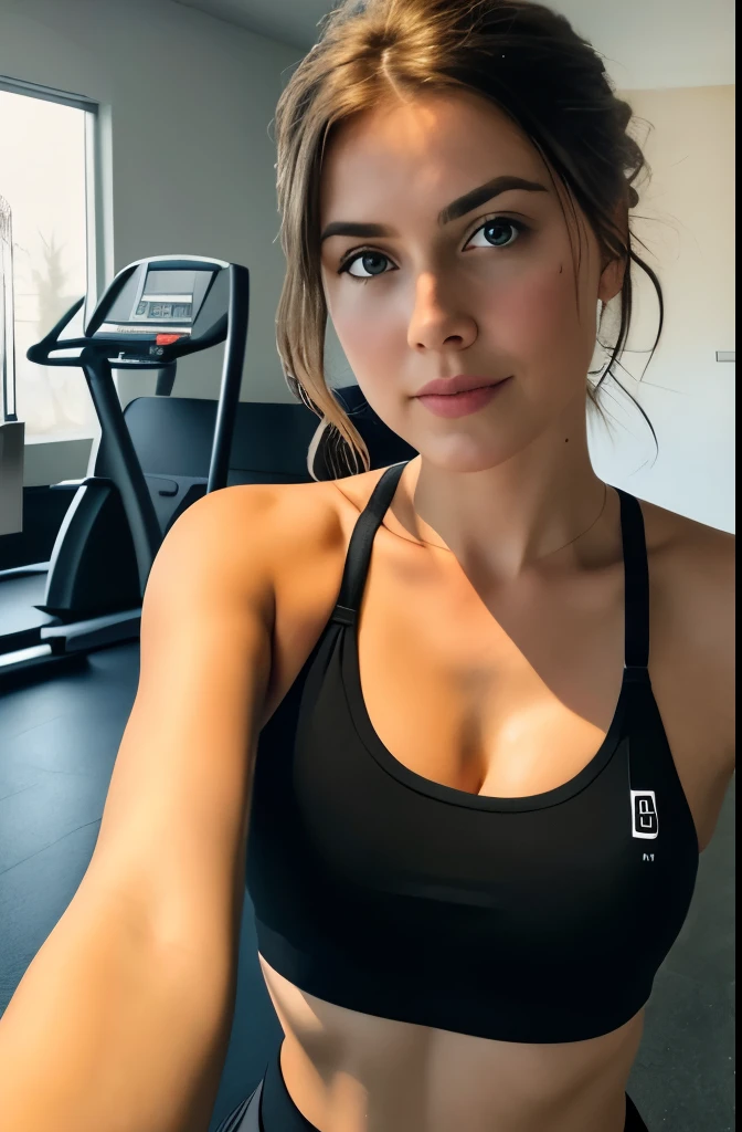 1 girl in there, Alter23, Allein, Aesthetic work of art, irisch, welliges rotes Haar, schulterlanges Haar, Graue Augen, hellgraue Augen, blasse Haut, Eine Tasse, small breasts, Runner body, (strukturierte Haut, Hautporen:1.1), Goose flesh, taking a Nahaufnahme selfie photo while at the gym wearing a wet trainingbra, Durchsichtiger Trainings-BH, ((Brustwarzen ragen durch)), Brustwarzen durch T-Shirt sichtbar, seductive, sexy Foto, , Lange Beine, kleine Brustwarzen, (Extrem detailliertes 8K-Hintergrundbild), Sanfte Beleuchtung, Good quality, Filmkorn, Fujifilm XT3 scharfer Fokus, f 5.6, 50mm, Hohe Detailgenauigkeit, scharfer Fokus,(natural light), crazy details, Komplexe Details, hyperdetailliert, Nahaufnahme, Hands hidden
