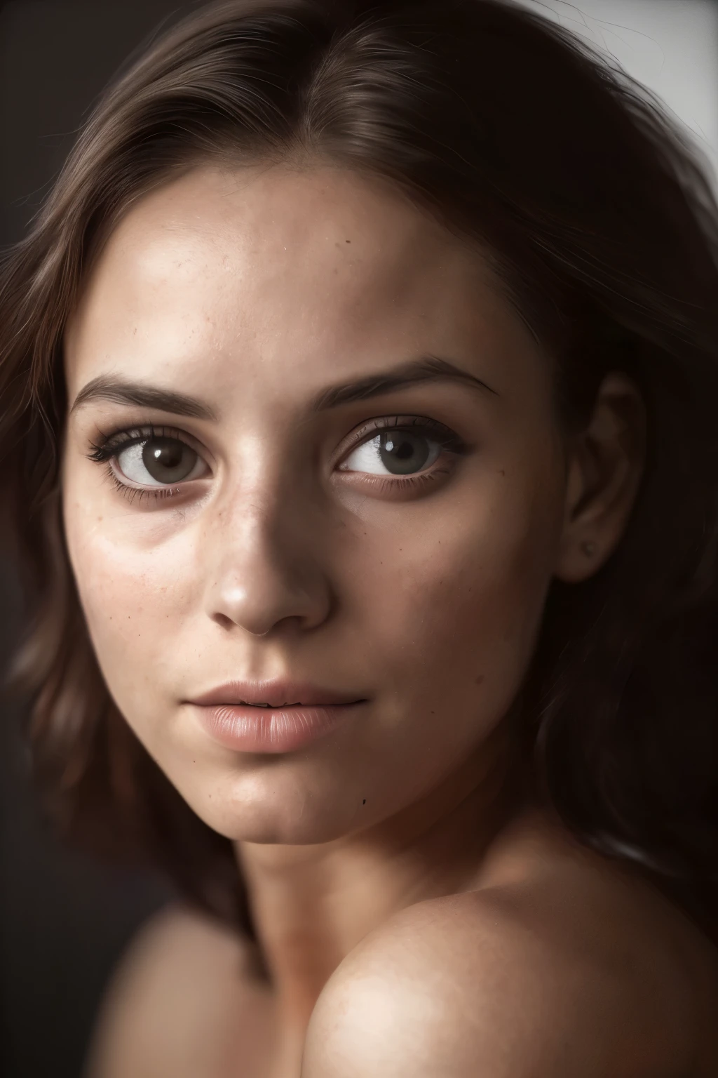 (fechar-se, fotografia editorial de uma mulher de 21 anos), (Rosto altamente detalhado:1.4) (sorriso:0.7) (fundo dentro escuro, temperamental, estudo privado:1.AV, por Lee Jeffries, Nikon D850, fotografia de estoque de filme ,4 codas retrato 400 ,f1 camera.6 lentes ,Cores ricas ,hiper-realista ,textura realista, dramatic lighting , cinema 800,