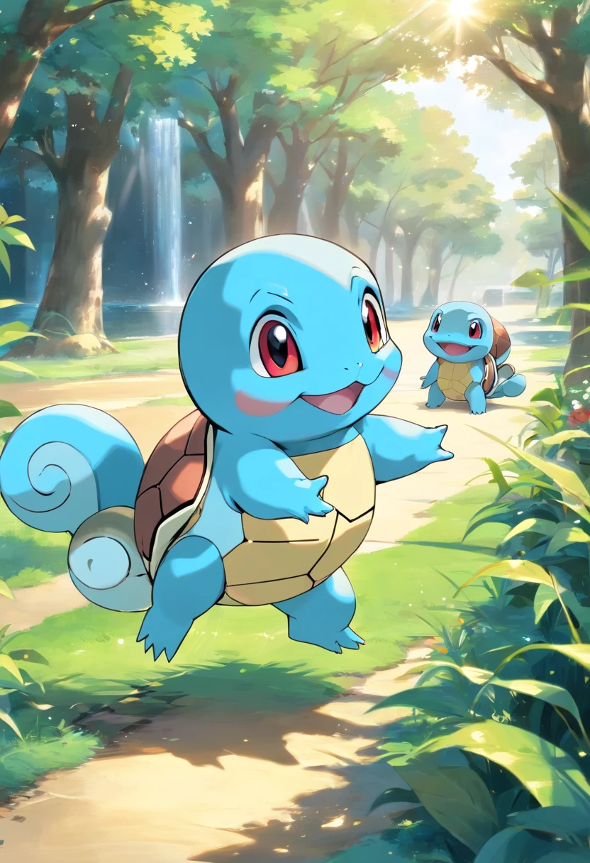 squirtle is playful and cute,Liveliness and agility,blue soft hairs,sparkling big eyes,Cute little 。(squirtle:1.5)