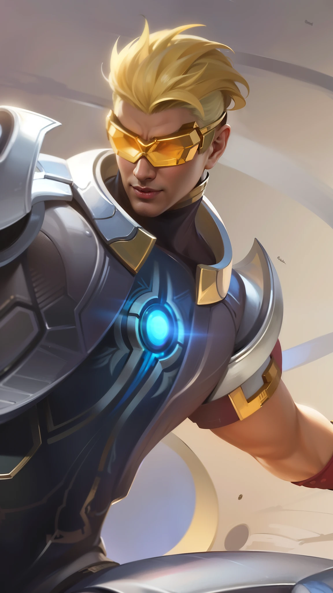 Masterpiece, ultra HD, detailed all picture, a close up of a devil, bruno from mobile legend, evil, extremely detailed artgerm, mobile legends character, inspired by bruno, Six pack chest and abs, yellow jewel above the chest.