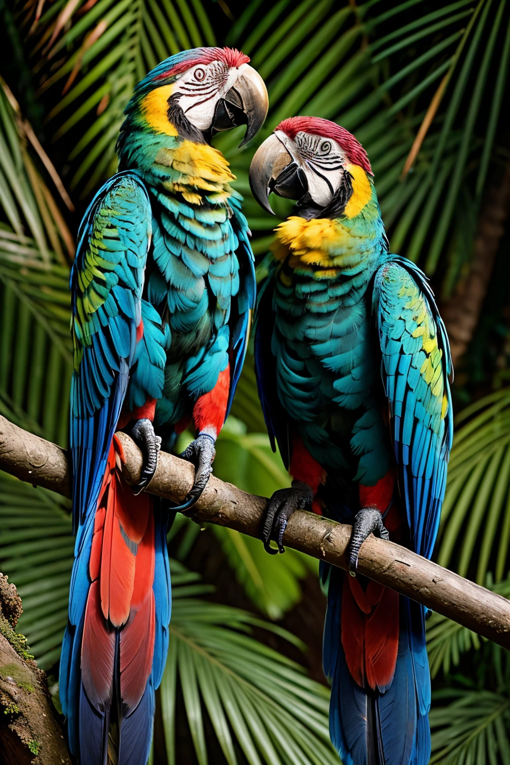 (super colorful macaw, 8k high definition resolution, realistic details)
A magnificent macaw, draped in a vibrant palette of feathers, proudly stands in front of the camera with an alluring gaze. The rich hues of blue, green, and red gleam under the cinematic light, creating a captivating spectacle. Each feather is meticulously rendered in ultra-high definition, showcasing the intricate patterns and textures. The realistic details bring the macaw to life, inviting you to indulge in its stunning beauty.