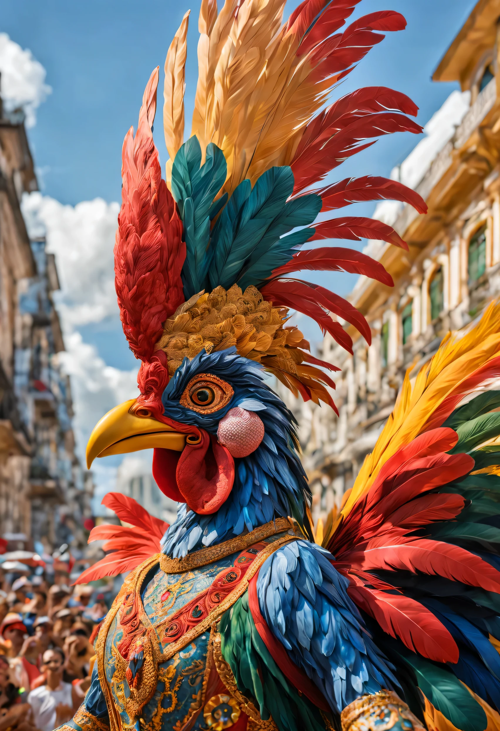 (melhor qualidade,4k,8k,high resolution,obra de arte:1.2),ultra-detalhado,(realista,photorealista,photo-realista:1.37),HDR,Ultra HD,studio lighting,pintura ultrafina,sharp focus,Physically based rendering,extreme detailed description,profissional,cores vivas,Bokeh,cena de fundo,dynamic perspective
The Galo da Madrugada
In this magnificent obra de arte, the Galo da Madrugada takes center stage, towering above an energetic, bustling crowd. The Galo da Madrugada, com suas penas vibrantes e olhar feroz, captures the essence of this annual celebration in Recife, brasil.
The Galo da Madrugada, uma escultura de galo gigante, stands tall and proud in the heart of the scene. Its magnificent plumage is filled with a burst of cores vivas, mostrando a arte dos renomados artistas carnavalescos. As penas, meticulosamente detalhado e pintado, appear almost three-dimensional as they catch the light.
O Galo da Madrugada olha com orgulho para a torcida, seus olhos brilhando com um brilho travesso. Seu bico, meticulosamente elaborado, abre ligeiramente como se fosse soltar um corvo retumbante. The eyes are full of life and depth, reflecting the emotion in the air. The rooster's mouth is adorned with beautiful detailed lips, adding a touch of elegance to your fierce expression.
A cena se desenrola sob o Galo da Madrugada, capturando a energia vibrante do carnaval. The crowd, um mar de rostos alegres, It's a kaleidoscope of colors and fantasies. People dance and celebrate, seus movimentos capturados no ar, congelado no tempo. The cena de fundo is filled with Dynamic perspectives, mostrando a paisagem urbana de Recife, with its historic buildings and busy streets.
The lighting in this work of art is masterfully done, creating a sense of depth and drama. O sol brilha intensamente, casting long shadows that add dimension to the scene. The colors are vibrant and saturated, giving the artwork a lively and festive atmosphere.
Esta obra de arte de high resolution mostra cada detalhe minucioso com precisão e clareza. Every brushstroke and feather is rendered in extreme detail, bringing the Galo da Madrugada to life. The painting technique used is ultra-fine, creating a realista and photorealista representation of this iconic carnival tradition. The artwork is a true obra de arte, showcasing the artist's skill and experience.
Resumindo, This Stable Diffusion prompt beautifully captures the essence of the Dawn Rooster, apresentando as cores vibrantes, Dynamic perspectives, and intricate details of this iconic carnival celebration.