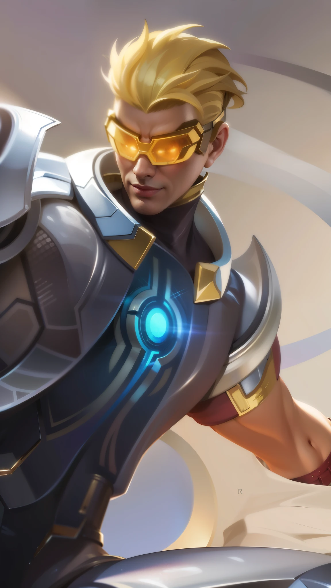 Masterpiece, ultra HD, detailed all picture, a close up of a devil, bruno from mobile legend, evil, extremely detailed artgerm, mobile legends character, inspired by bruno, Six pack chest and abs, yellow jewel above the chest.