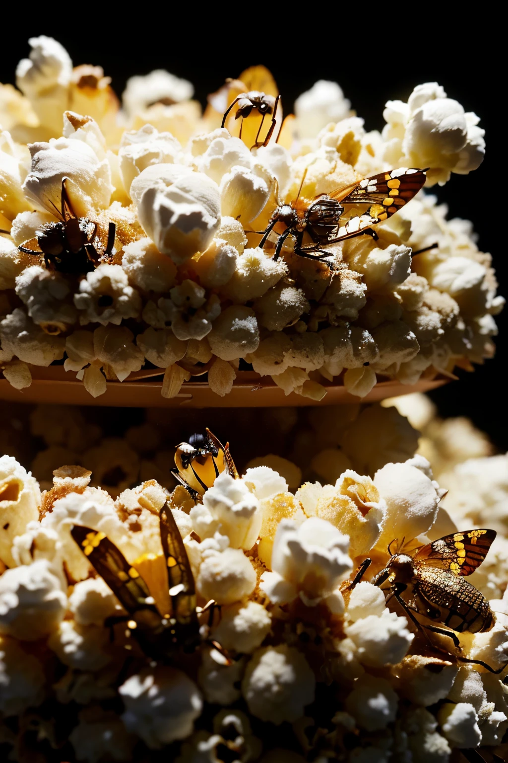 insects eating popcorn