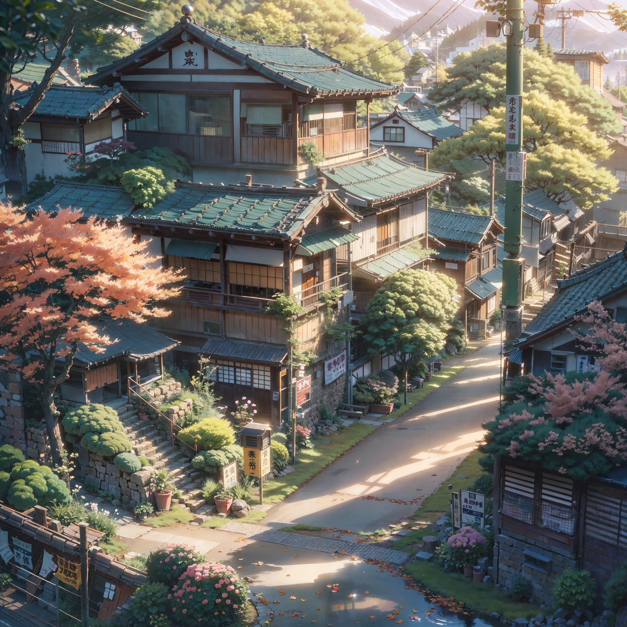 anime scenery of a street with a path and a house, japanese village, japanese town, japanese street, anime background art, anime countryside landscape, andreas rocha style, ross tran. scenic background, beautiful anime scenery, anime scenery concept art, anime scenery, japanese rural town, studio glibly makoto shinkai, by makoto shinkai, by Makoto Shinkai