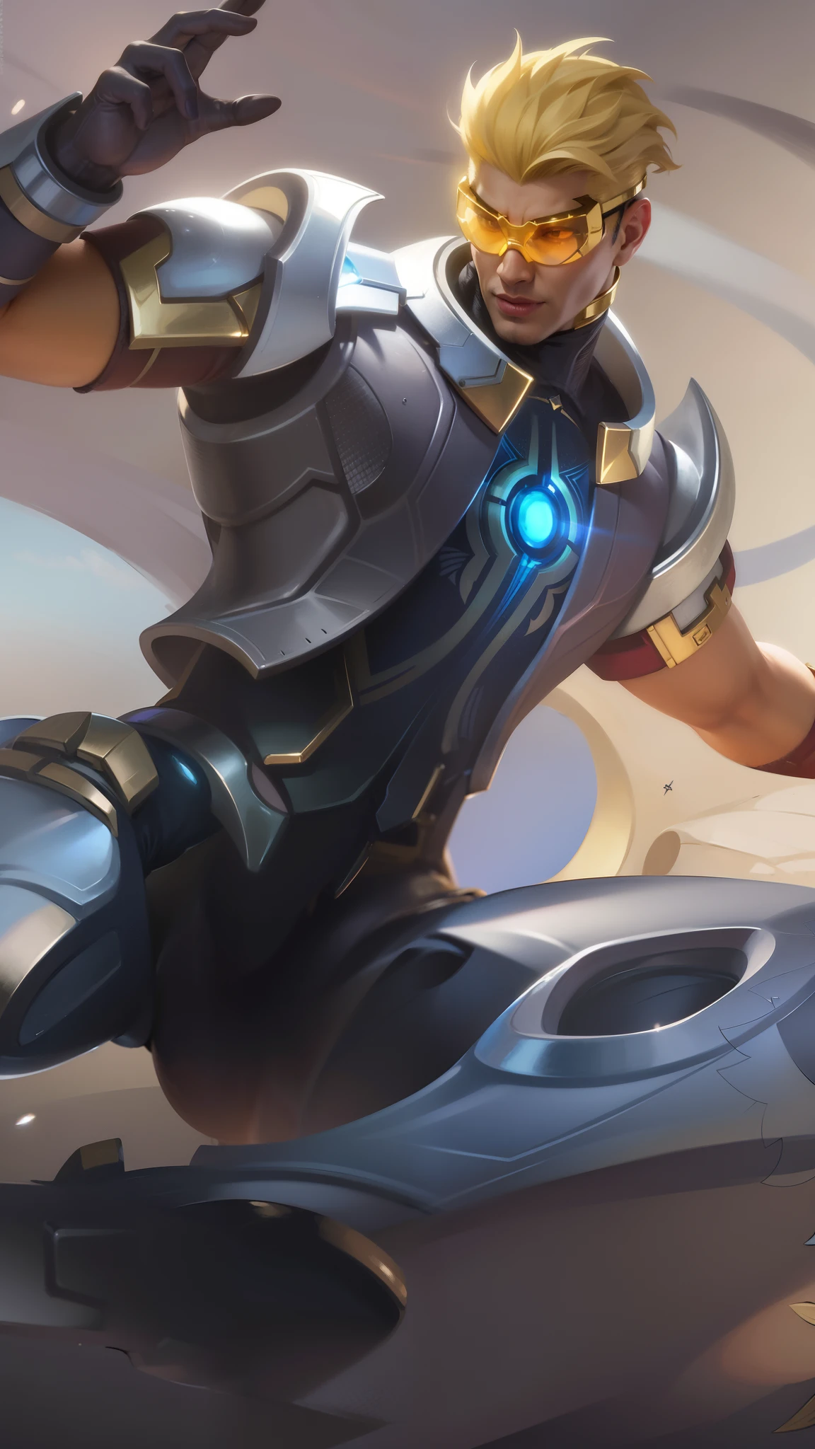 Masterpiece, ultra HD, detailed all picture, a close up of a devil, bruno from mobile legend, evil, extremely detailed artgerm, mobile legends character, inspired by bruno, Six pack chest and abs, yellow jewel above the chest.