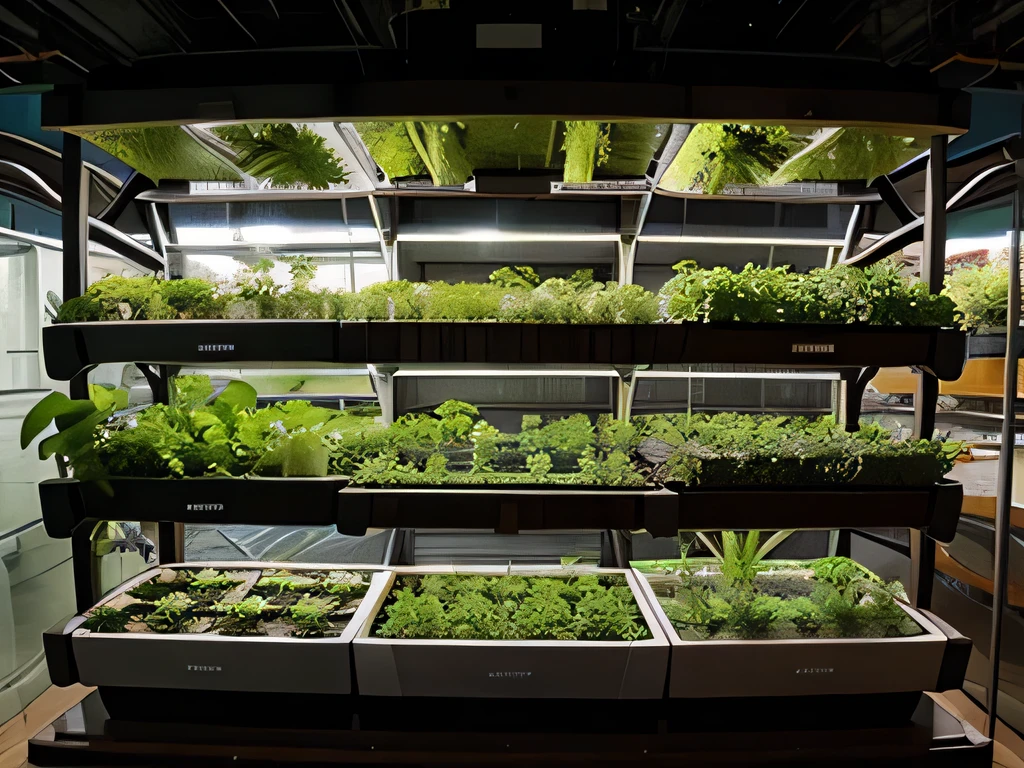 a futuristic Hydroponics  garden